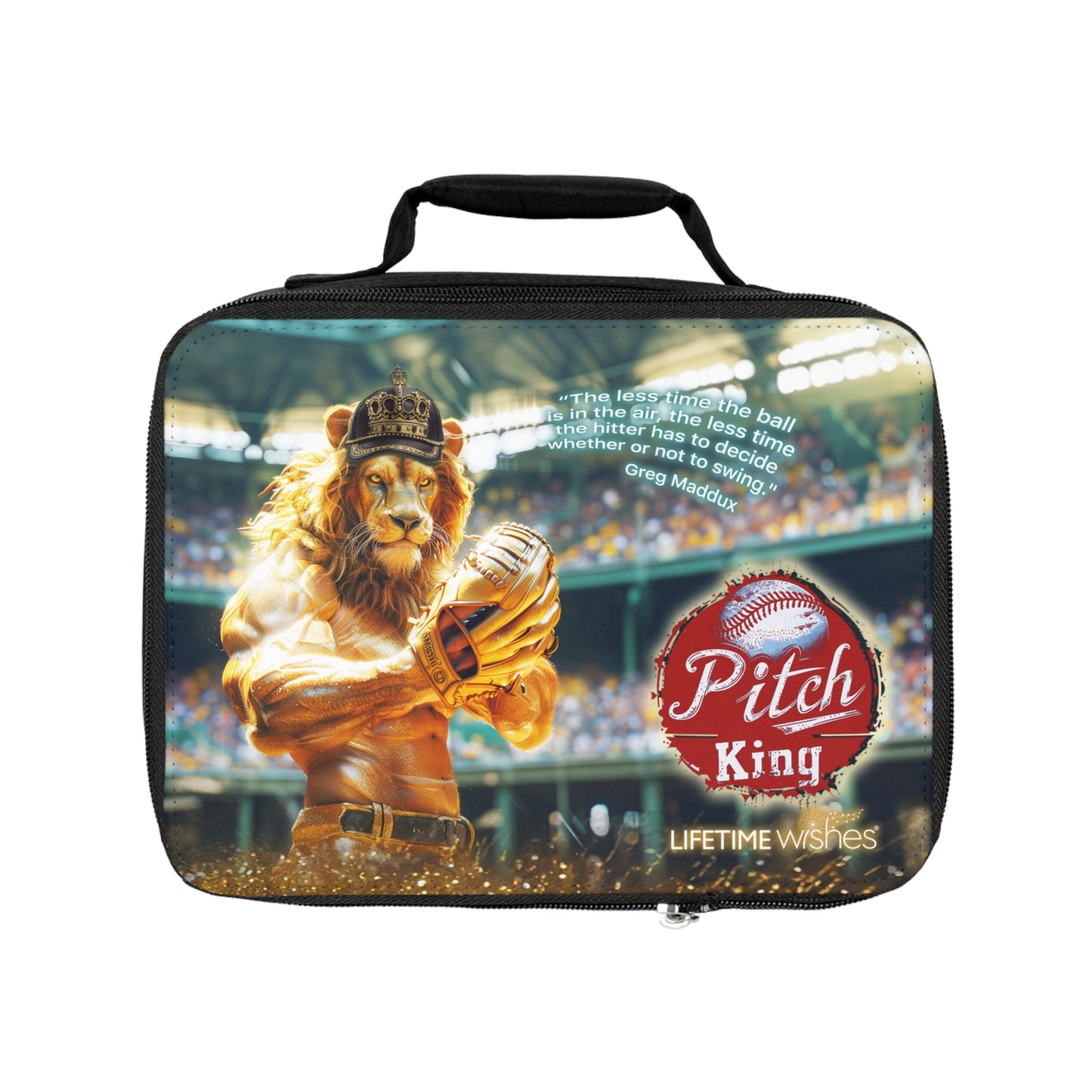 Baseball Pitch King Lion Lunch Bag, Insulated Kids Lunch Box, Baseball Accessories, Baseball Gear, Baseball Gift