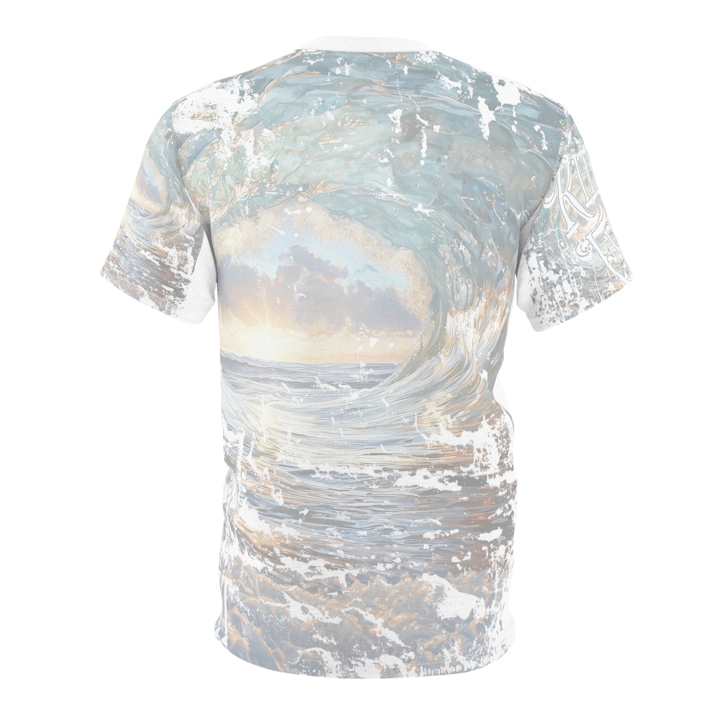 Ride Free Ocean Wave Tunnel Sunset Unisex Cut & Sew Tee (AOP), Surf Shirt, Surfer Gift