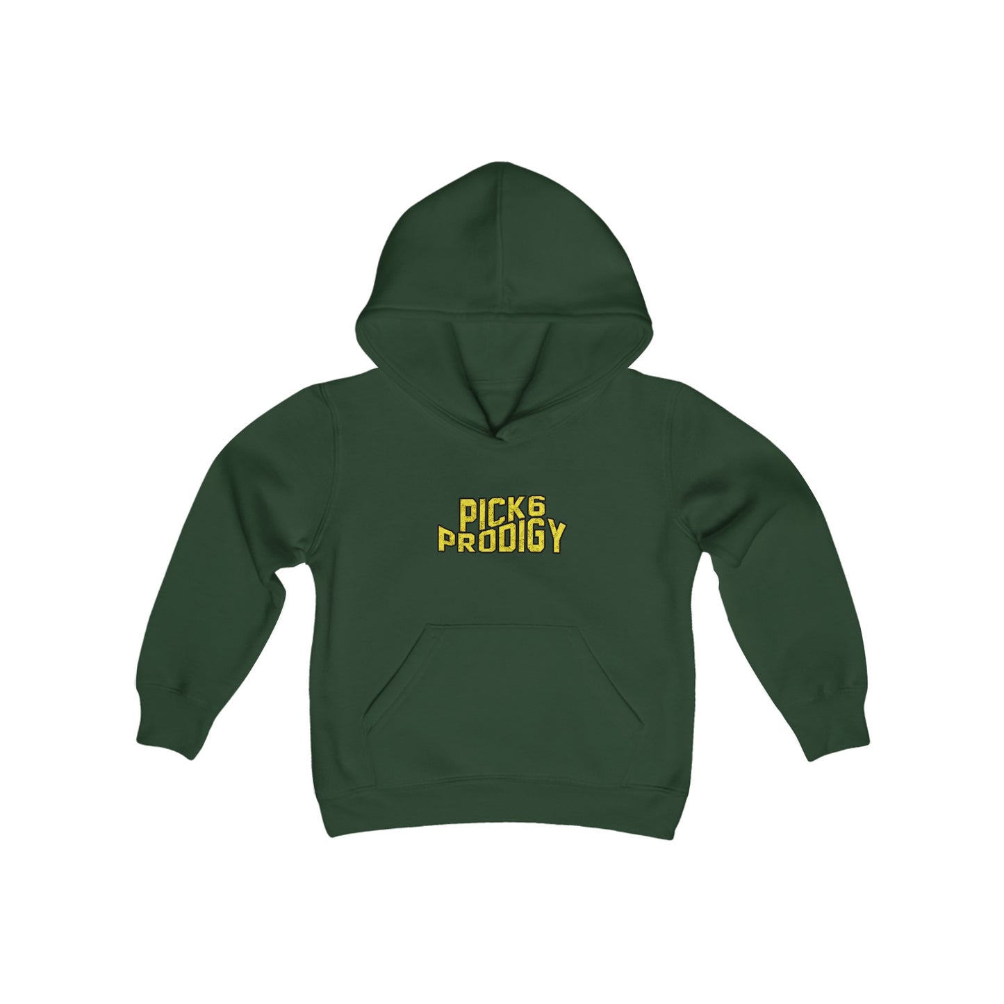 Football Pick-6-Prodigy Cheetah Youth Heavy Blend Hooded Sweatshirt - Featuring Inspirational Rod Woodson Quote