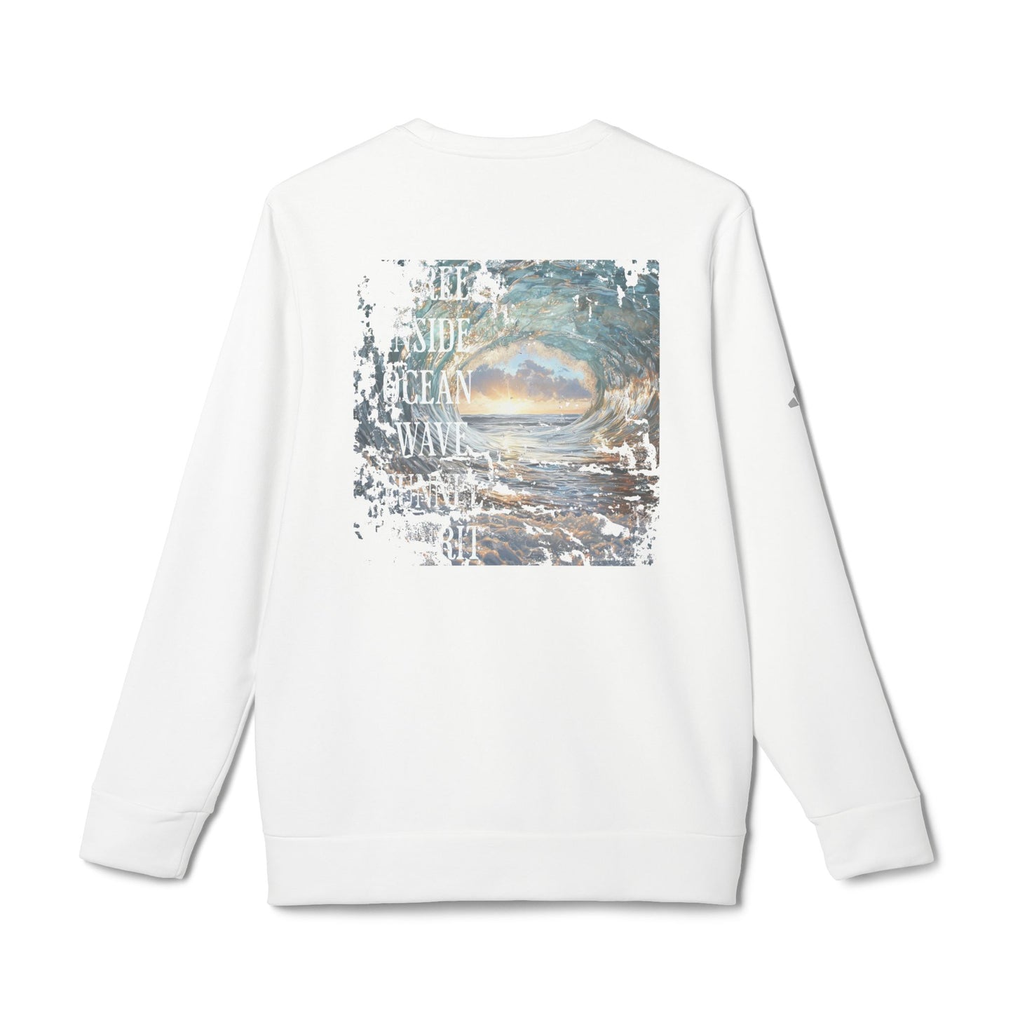 Ride Free Ocean Wave Tunnel Custom adidas® Unisex Fleece Crewneck Sweatshirt, Surfer Gift, Beach Wear, Beach Cover Up