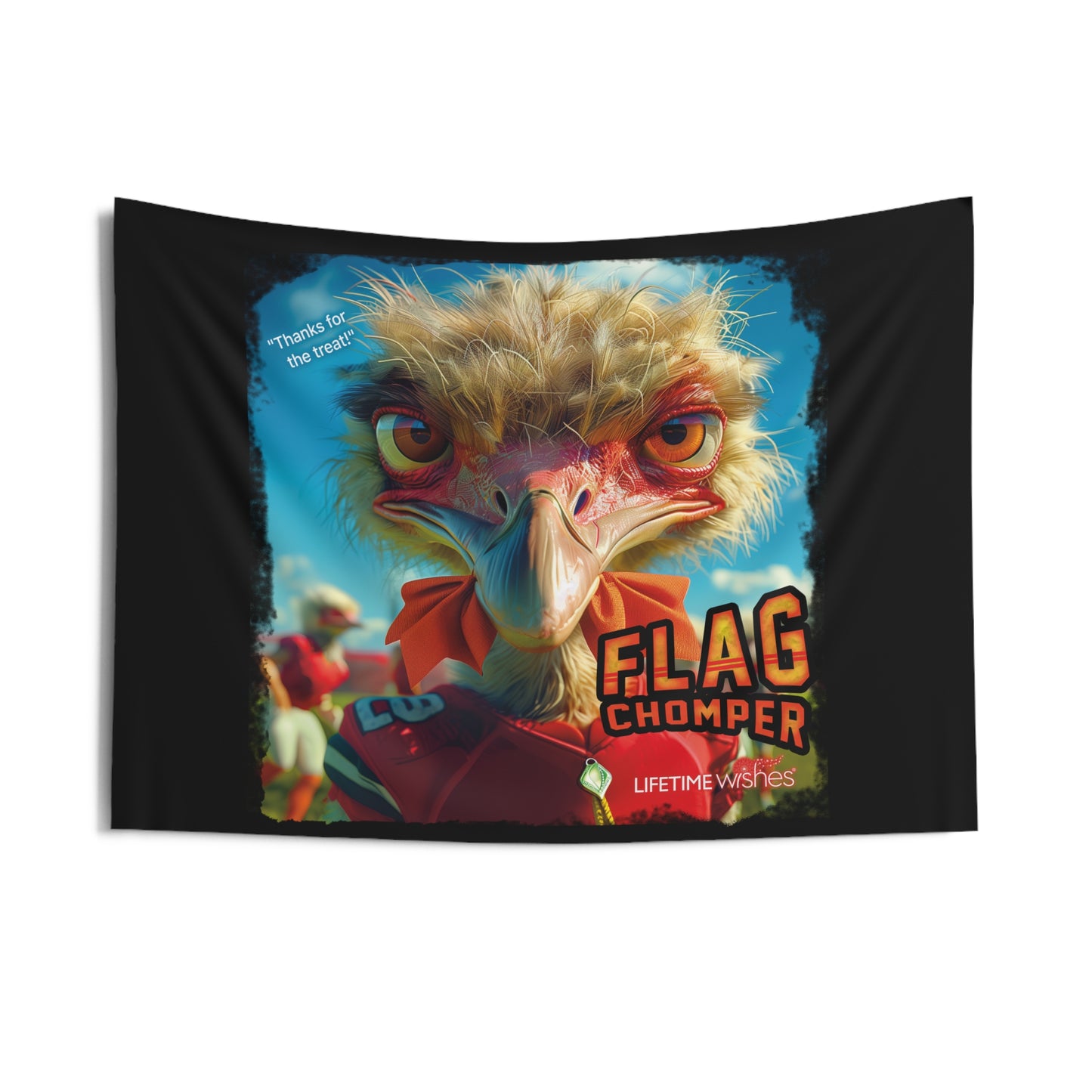 Football Flag Chomper Bird Indoor Wall Tapestry – Featuring "Thanks for the Treat" Quote