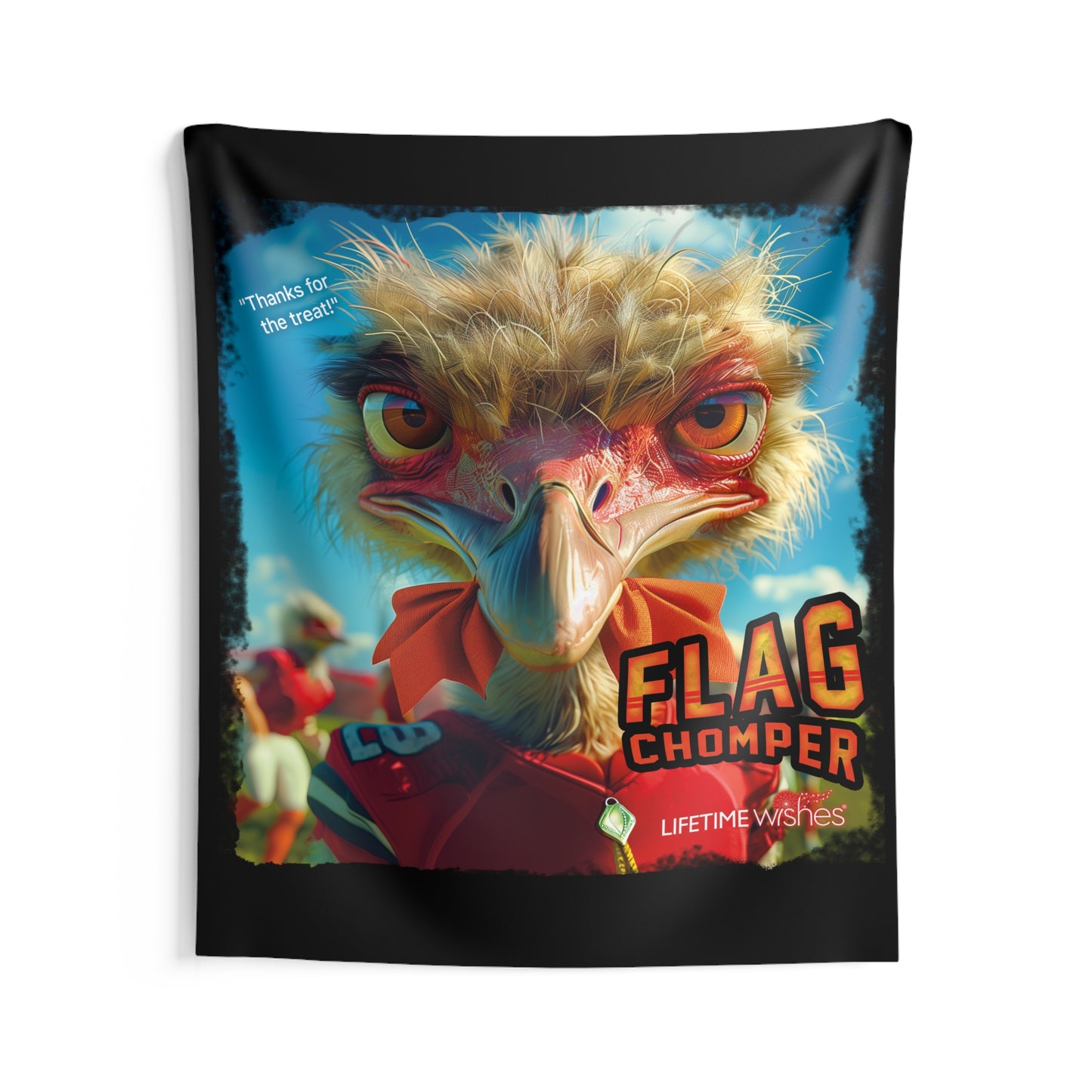 Football Flag Chomper Bird Indoor Wall Tapestry – Featuring "Thanks for the Treat" Quote