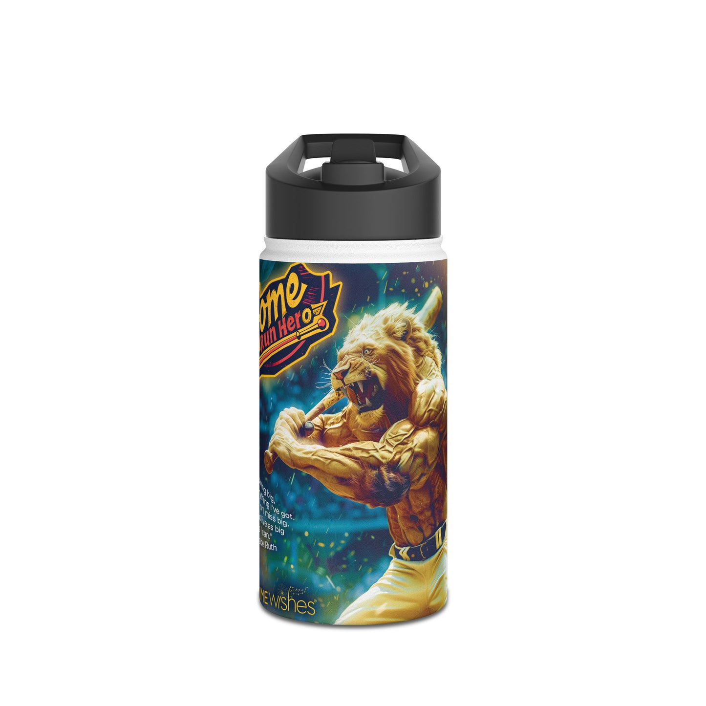 HomeRun Hero Lion - Stainless Steel Water Bottle, Standard Lid