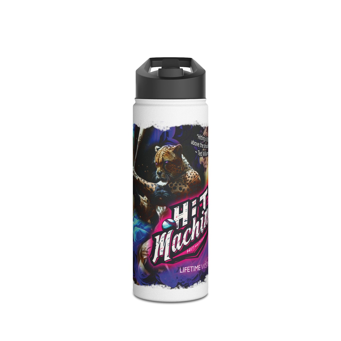 Baseball Hit Machine Cheetah - Stainless Steel Water Bottle, Standard Lid