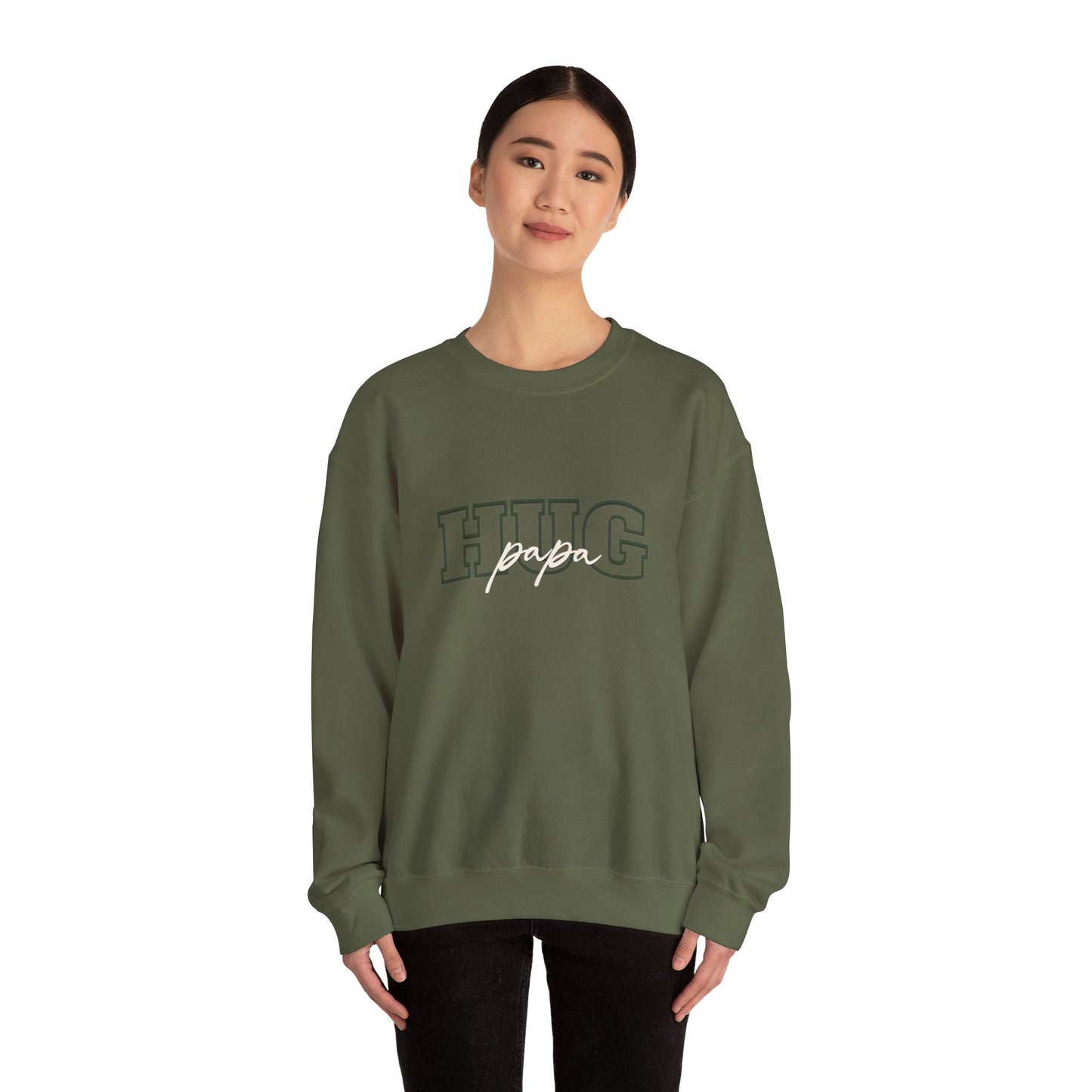 Papa Hug Sweatshirt  Unisex Heavy Blend™ Crewneck Sweatshirt,  Vintage Sweatshirt, College Sweatshirt, Retro Sweatshirt, Adult, Oversized