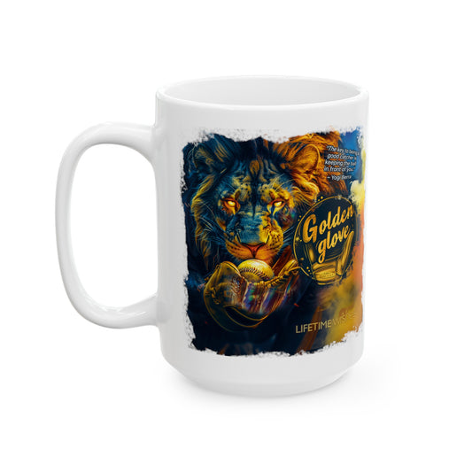 Baseball Golden Glove Lion Ceramic Mug, (11oz, 15oz)