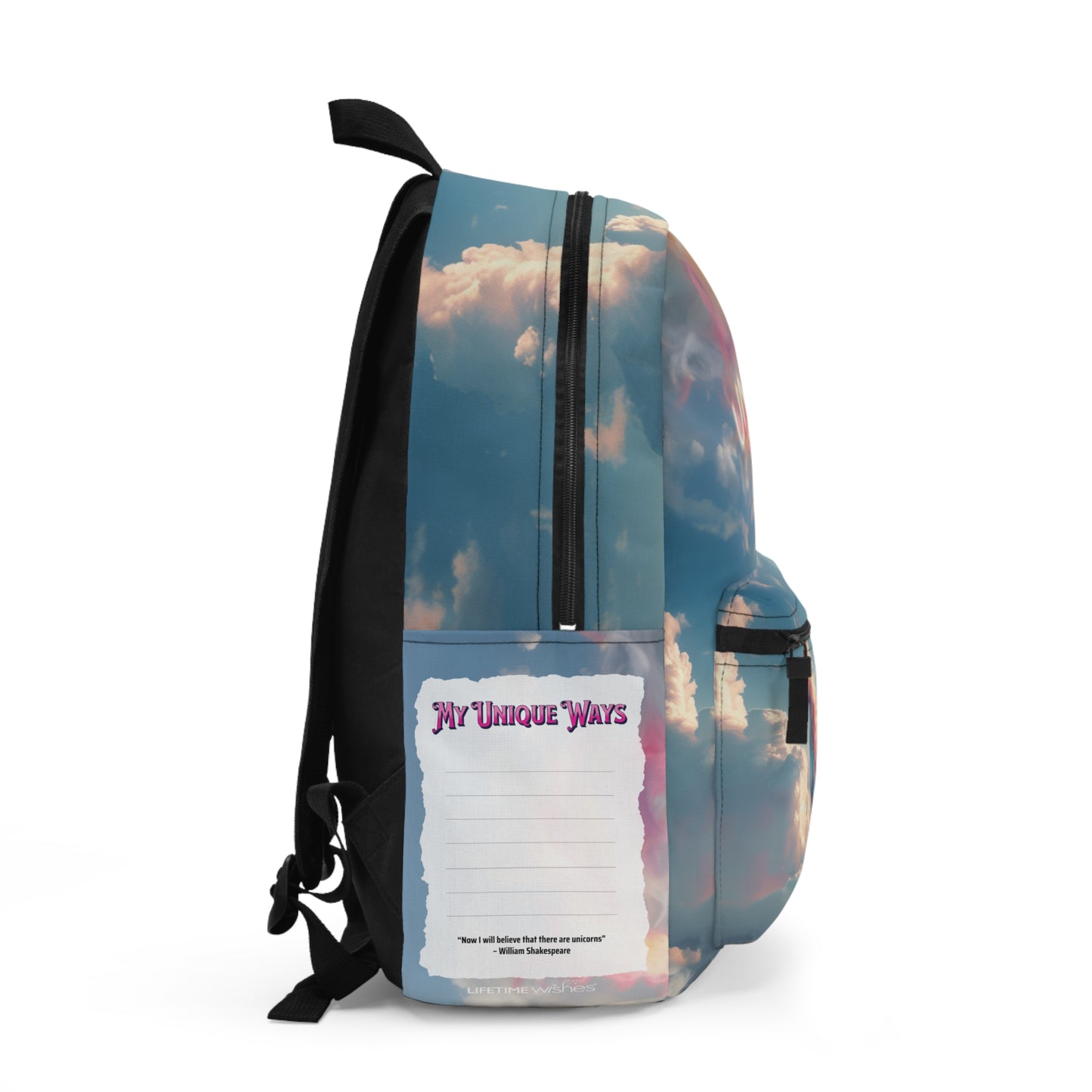 The "Unique" Write & Wear Inspiration Backpack w/ space to personalize one's unique traits, Shakespeare Quote, back to school,  gift for her