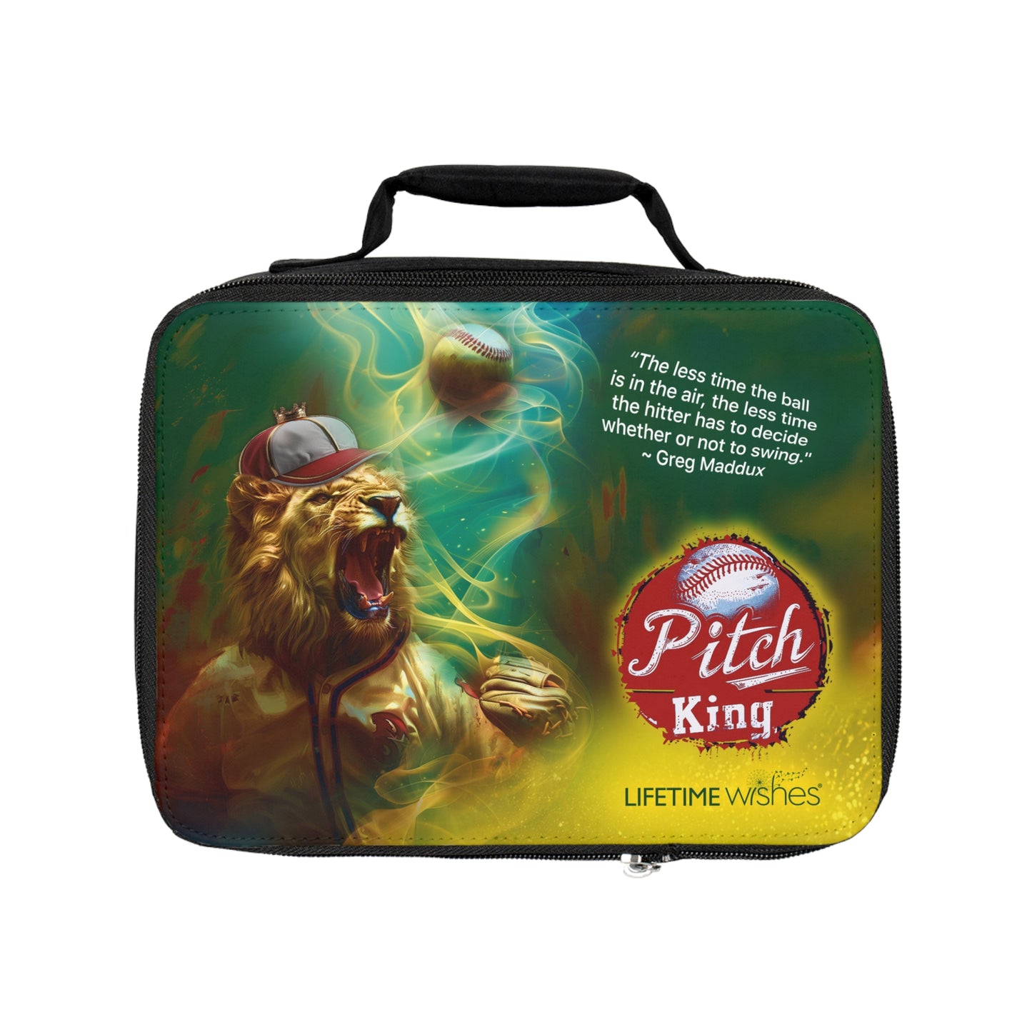 Baseball Pitch King Lion Roar Lunch Bag, Insulated Kids Lunch Box, Baseball Accessories, Baseball Gear, Cute Gift, Baseball Player Gift