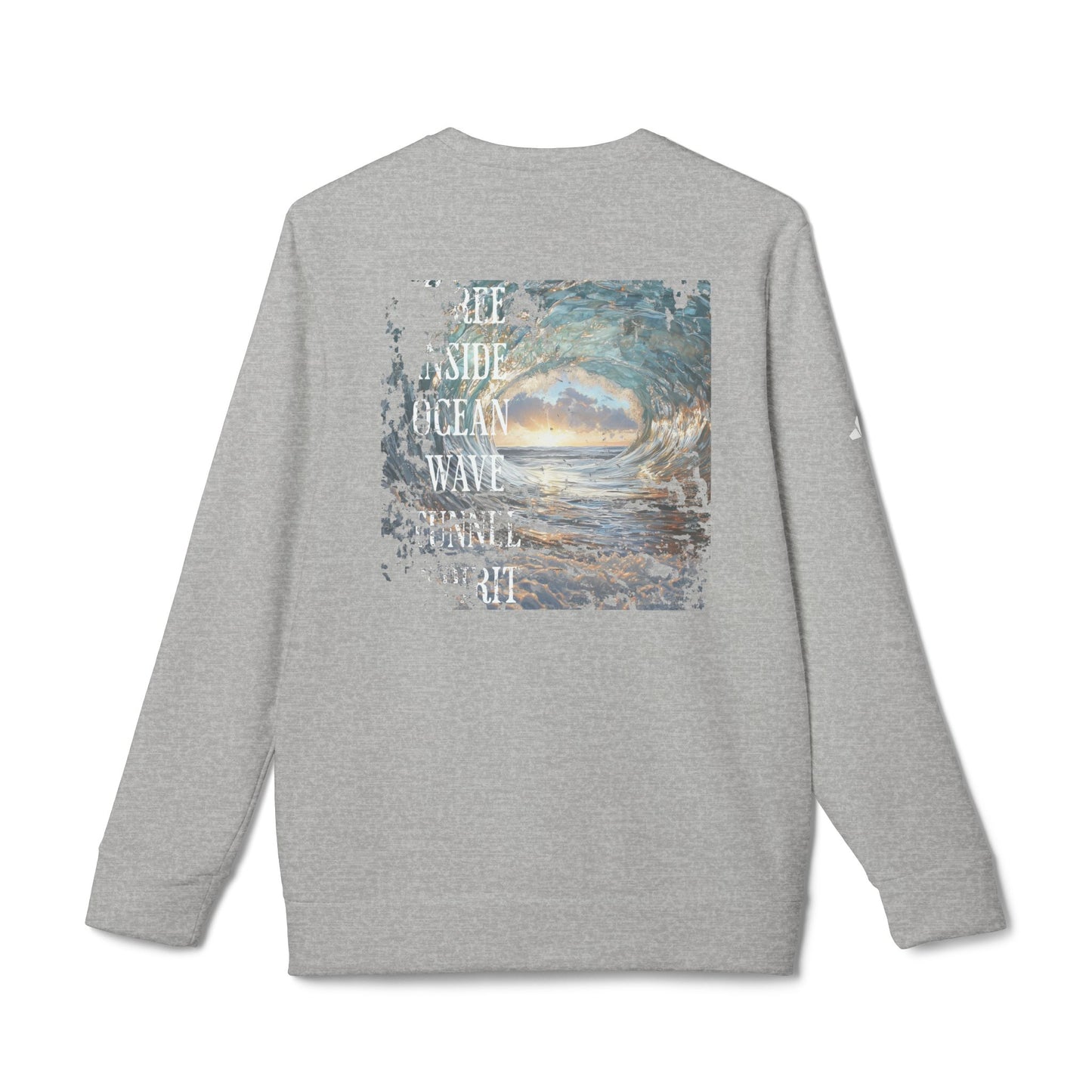 Ride Free Ocean Wave Tunnel Custom adidas® Unisex Fleece Crewneck Sweatshirt, Surfer Gift, Beach Wear, Beach Cover Up