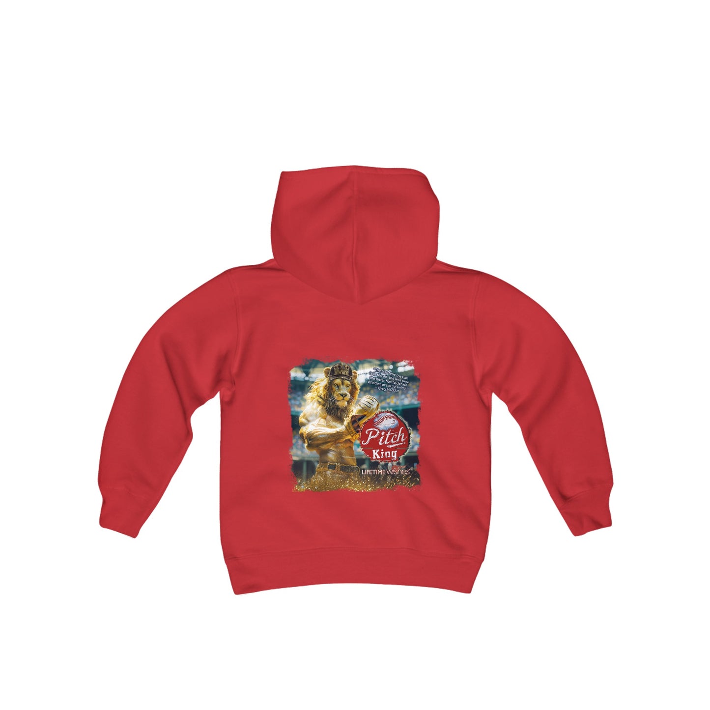 Baseball Pitch King Lion Youth Heavy Blend Hooded Sweatshirt, Baseball Hoodie, Kids Hoodie, Baseball Sweatshirt, Baseball Gift, Pitcher Gift