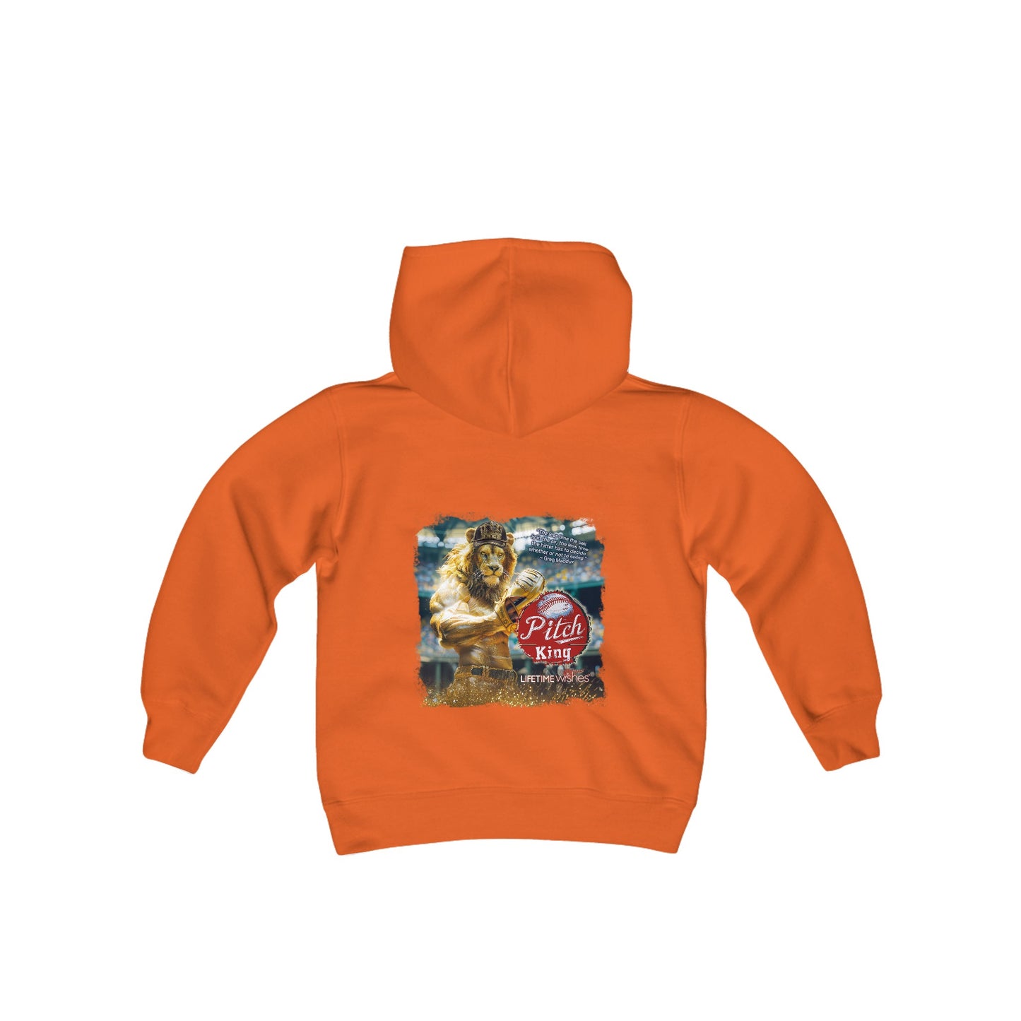 Baseball Pitch King Lion Youth Heavy Blend Hooded Sweatshirt, Baseball Hoodie, Kids Hoodie, Baseball Sweatshirt, Baseball Gift, Pitcher Gift