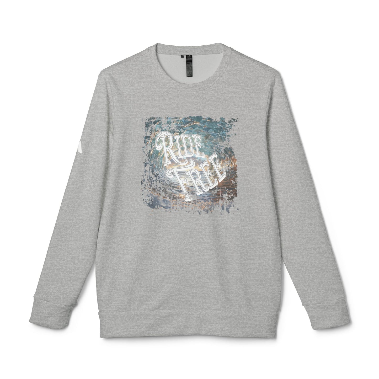 Ride Free Ocean Wave Tunnel Custom adidas® Unisex Fleece Crewneck Sweatshirt, Surfer Gift, Beach Wear, Beach Cover Up