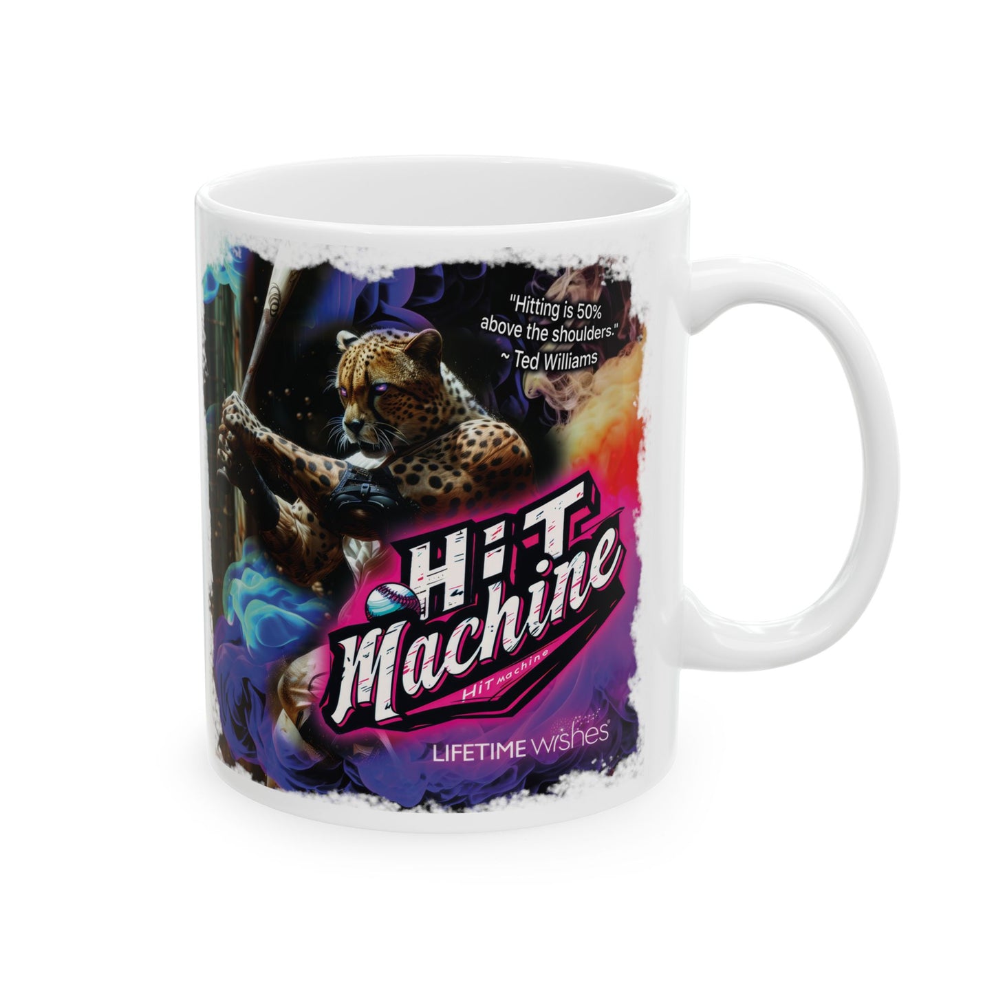 Baseball Hit Machine Cheetah Ceramic Mug, (11oz, 15oz)