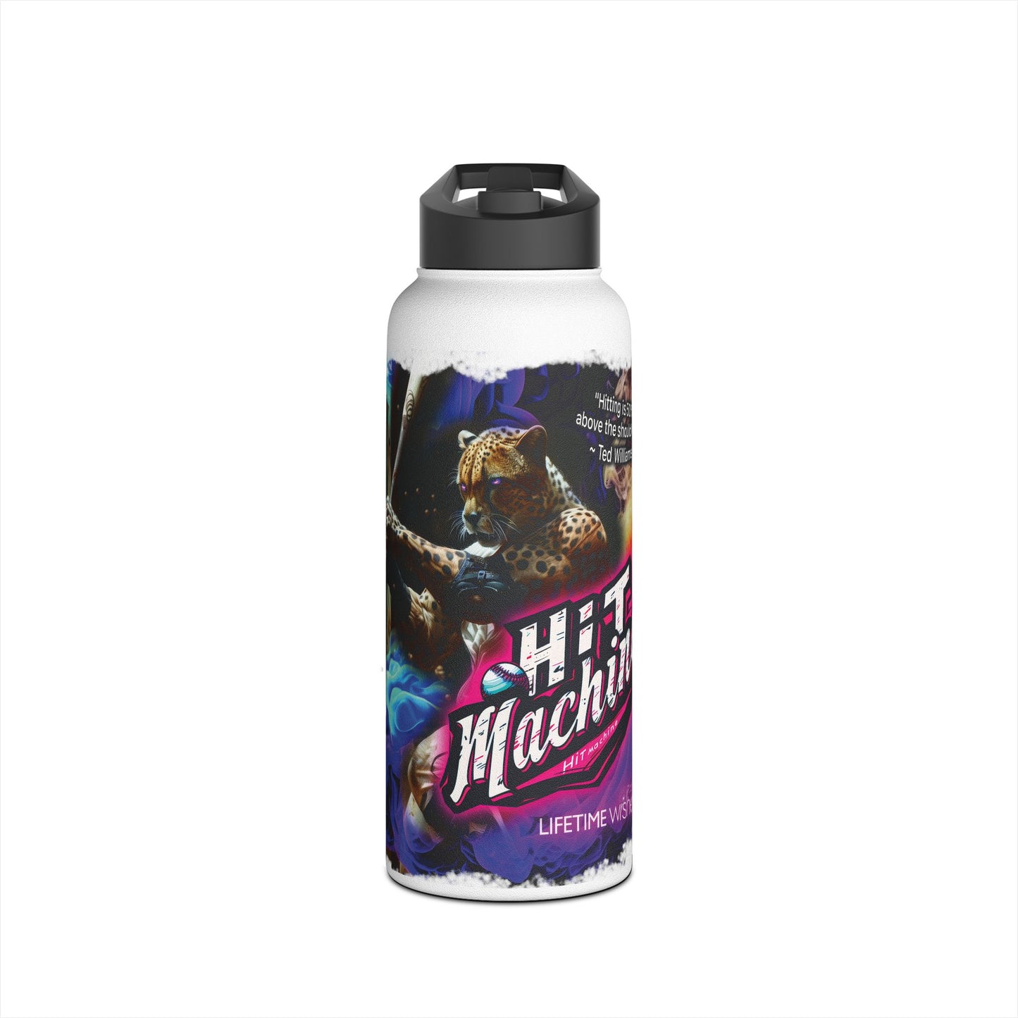 Baseball Hit Machine Cheetah - Stainless Steel Water Bottle, Standard Lid