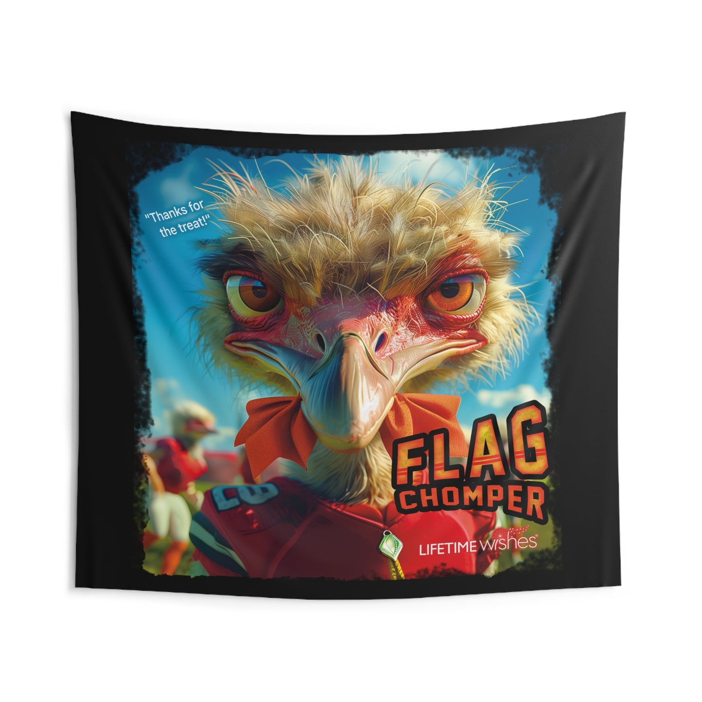 Football Flag Chomper Bird Indoor Wall Tapestry – Featuring "Thanks for the Treat" Quote