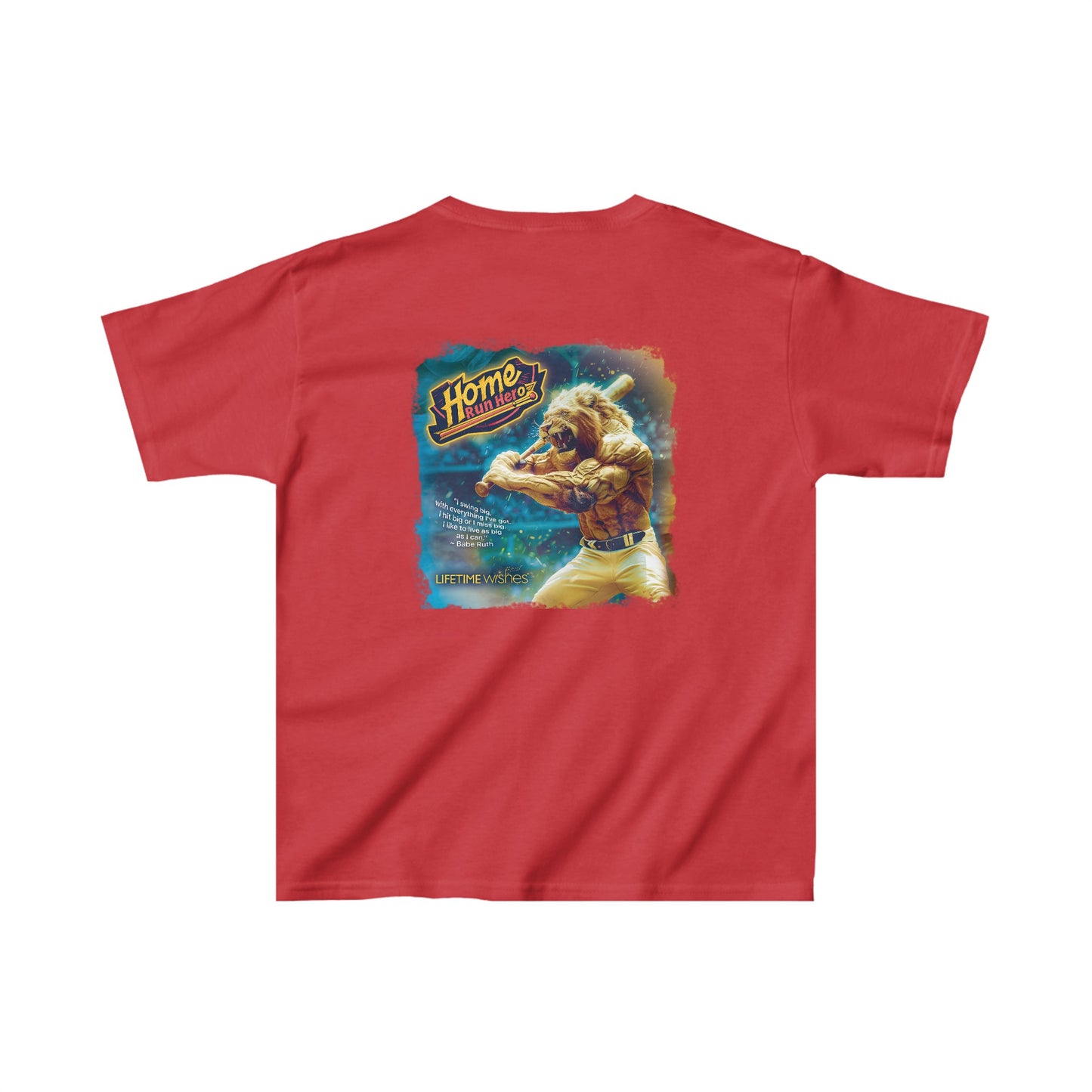 Baseball Homerun Hero Lion - Kids Heavy Cotton™ Tee by Lifetime Wishes