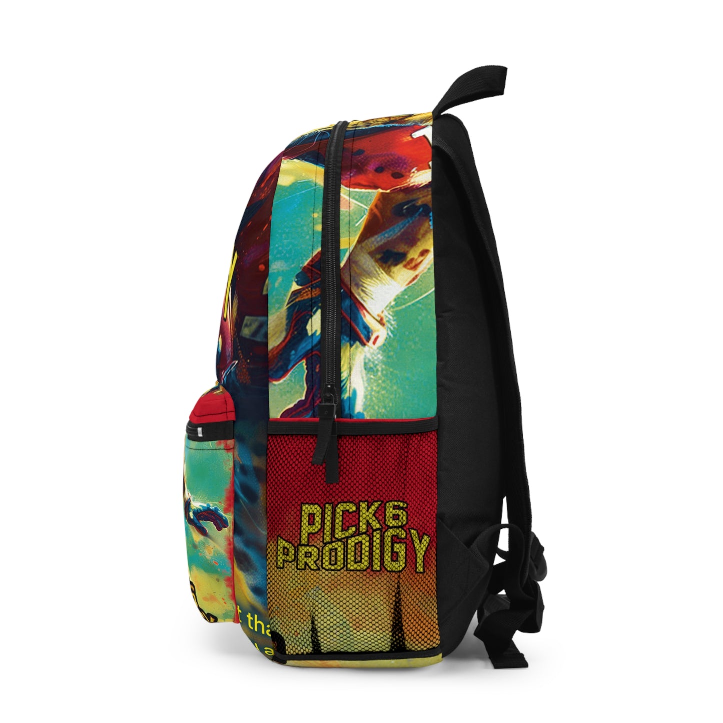 Football 'Pick-6-Prodigy' Backpack Featuring Cheetah Football Player and Rod Woodson Quote