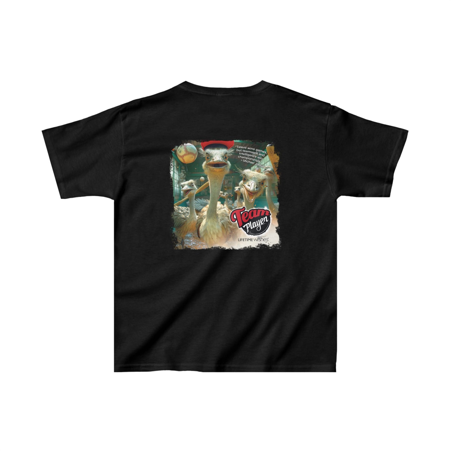 Baseball Team Player Ostriches - Kids Heavy Cotton™ Tee by Lifetime Wishes