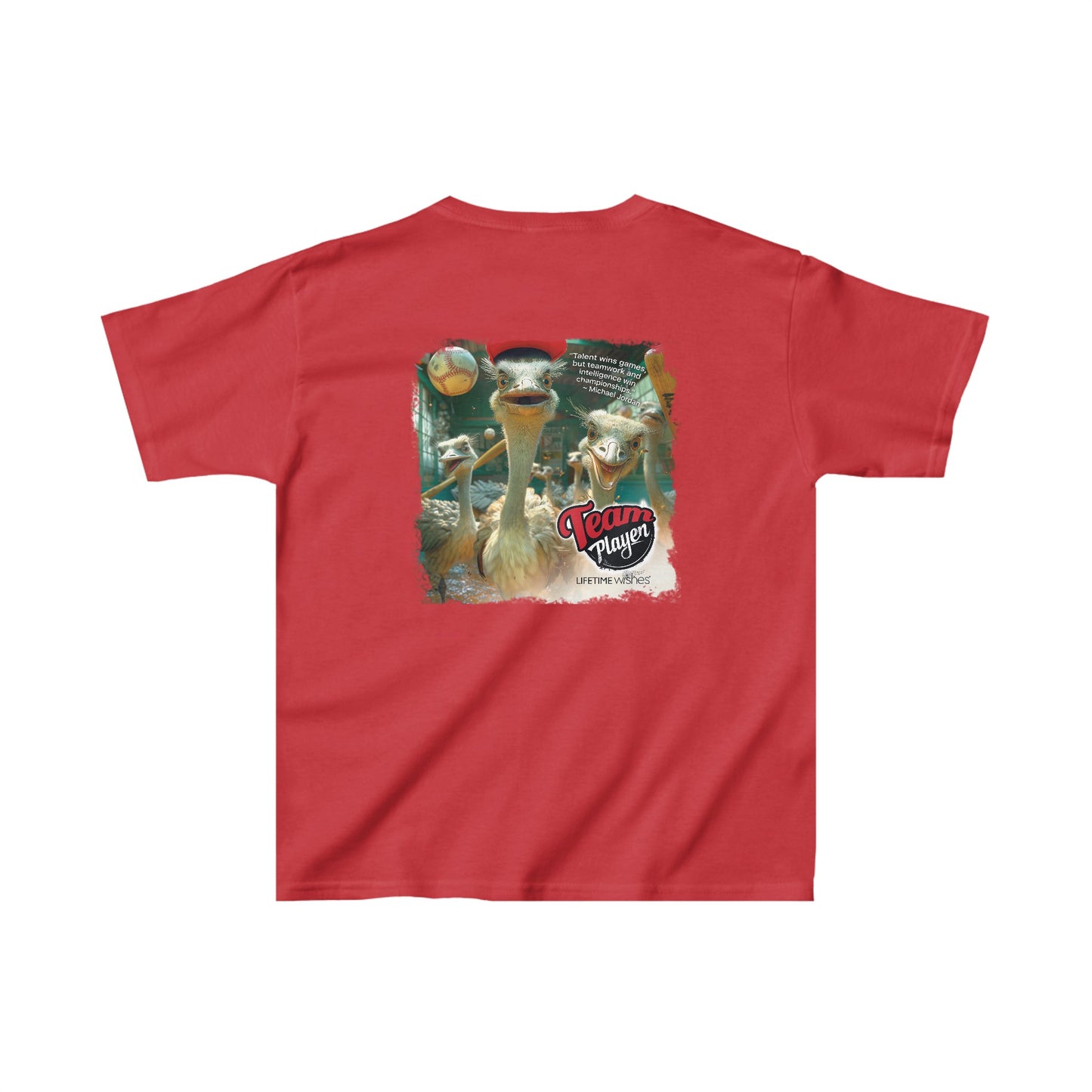 Baseball Team Player Ostriches - Kids Heavy Cotton™ Tee by Lifetime Wishes