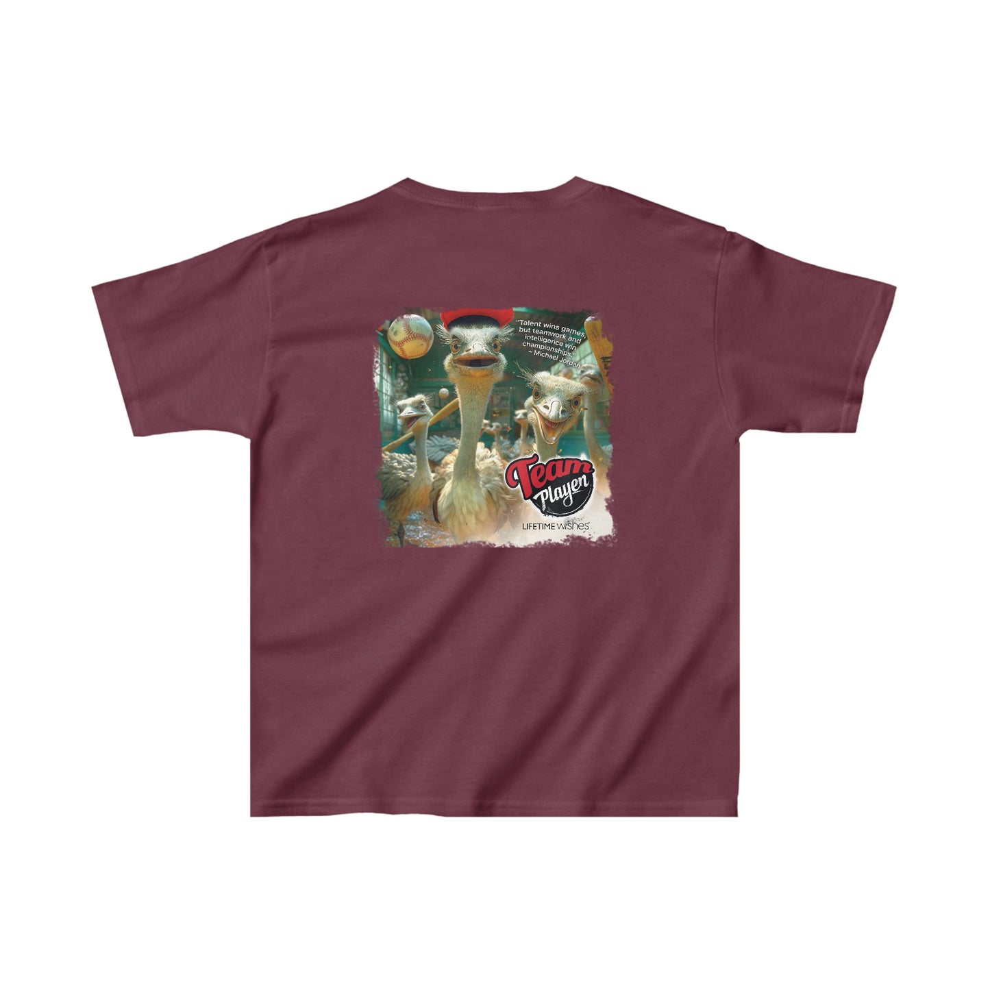 Baseball Team Player Ostriches - Kids Heavy Cotton™ Tee by Lifetime Wishes