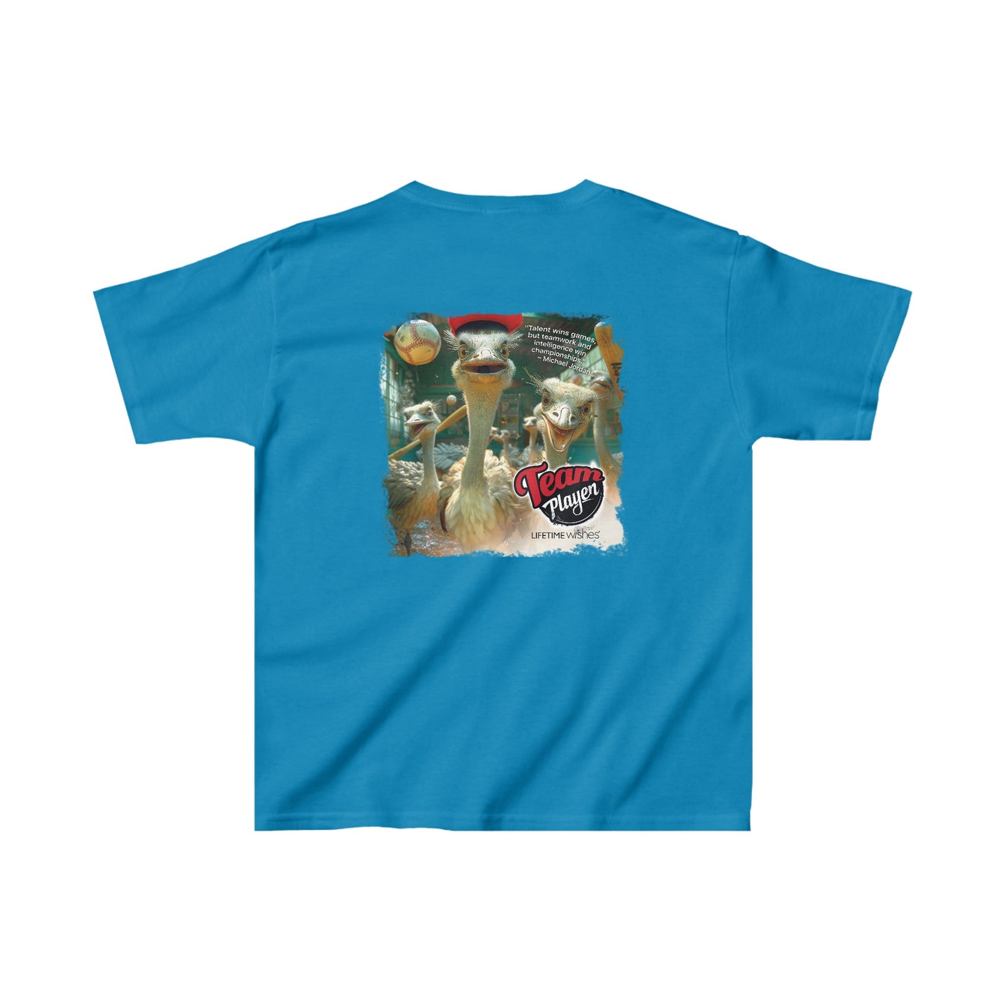 Baseball Team Player Ostriches - Kids Heavy Cotton™ Tee by Lifetime Wishes