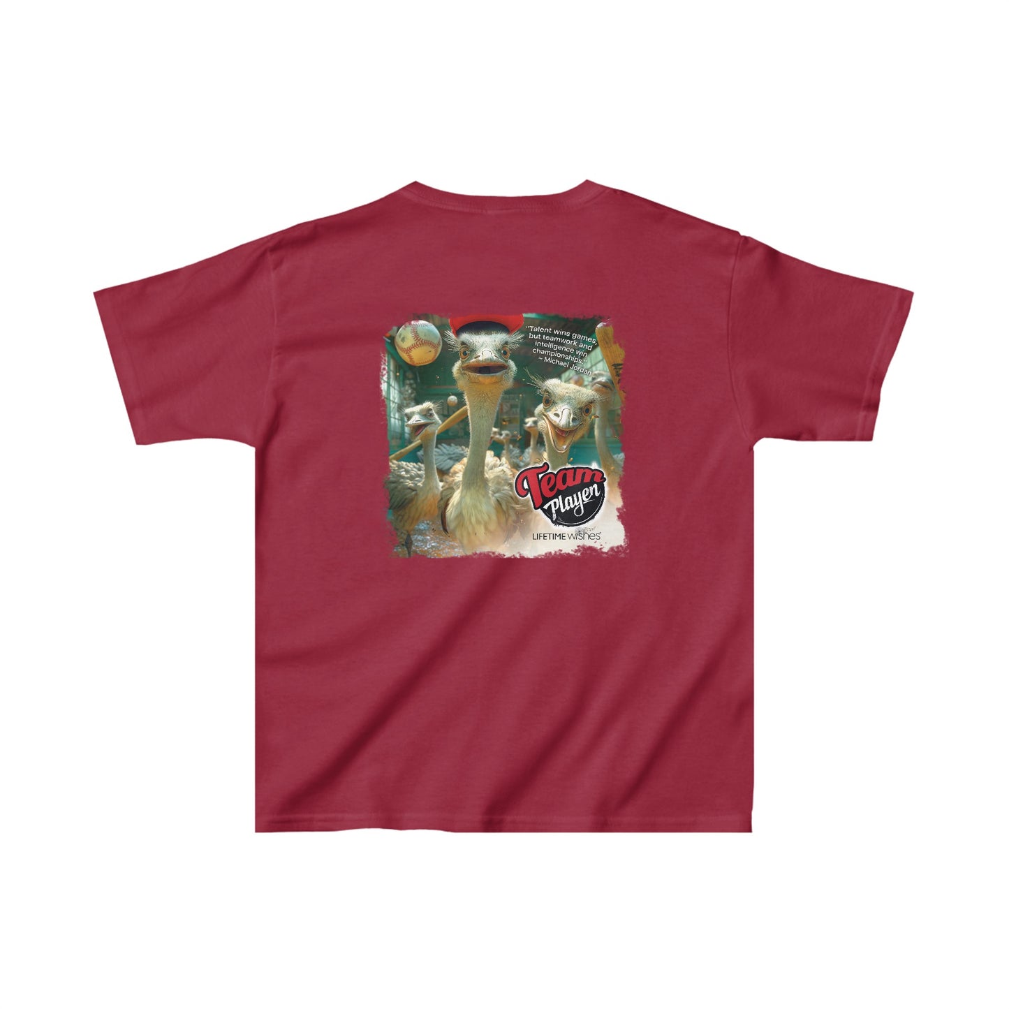 Baseball Team Player Ostriches - Kids Heavy Cotton™ Tee by Lifetime Wishes