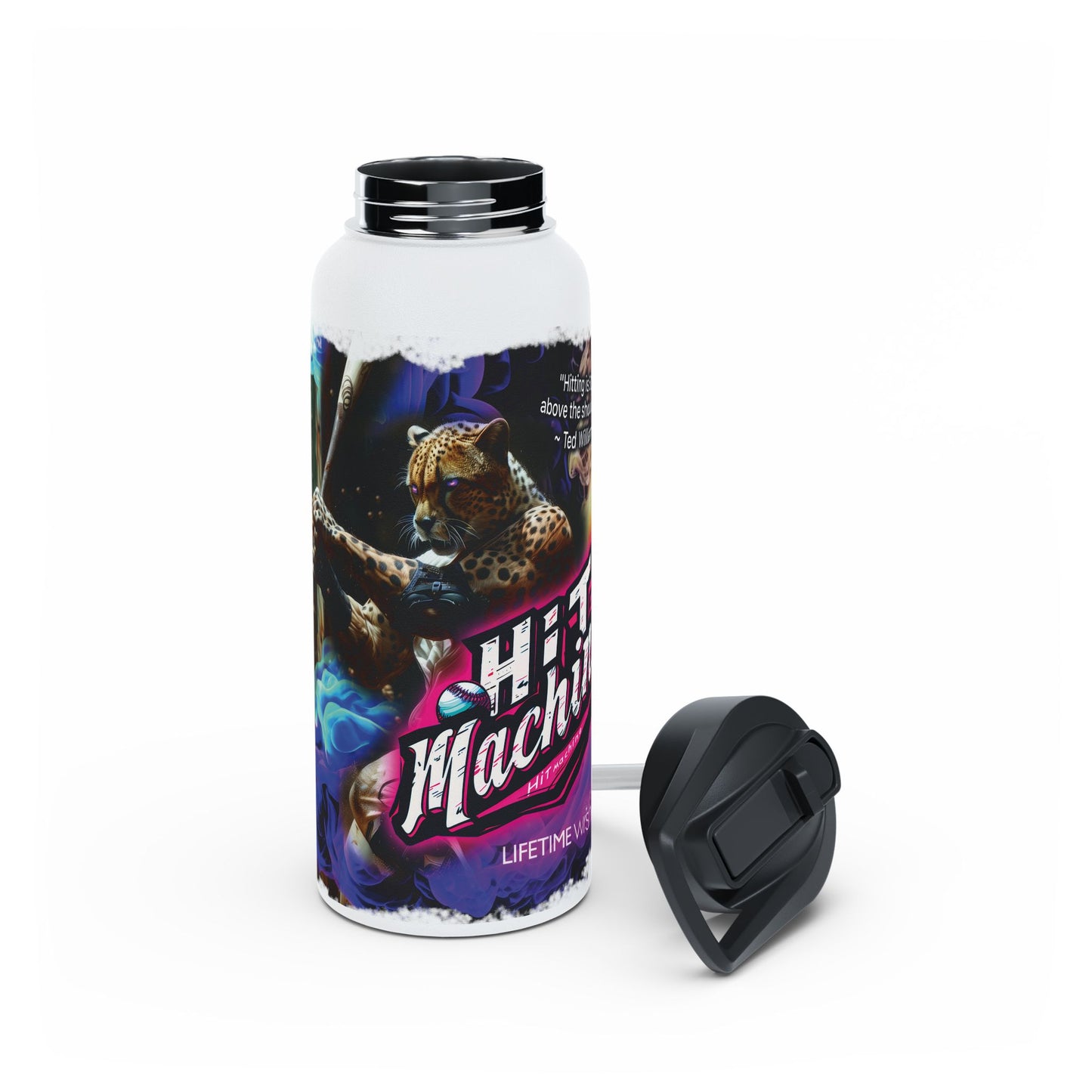 Baseball Hit Machine Cheetah - Stainless Steel Water Bottle, Standard Lid