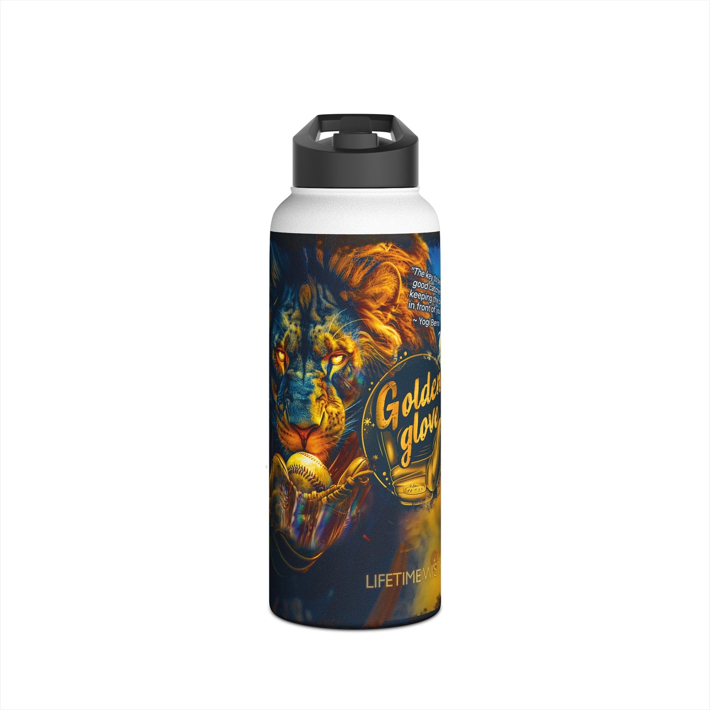 Golden Glove Lion - Stainless Steel Water Bottle, Standard Lid