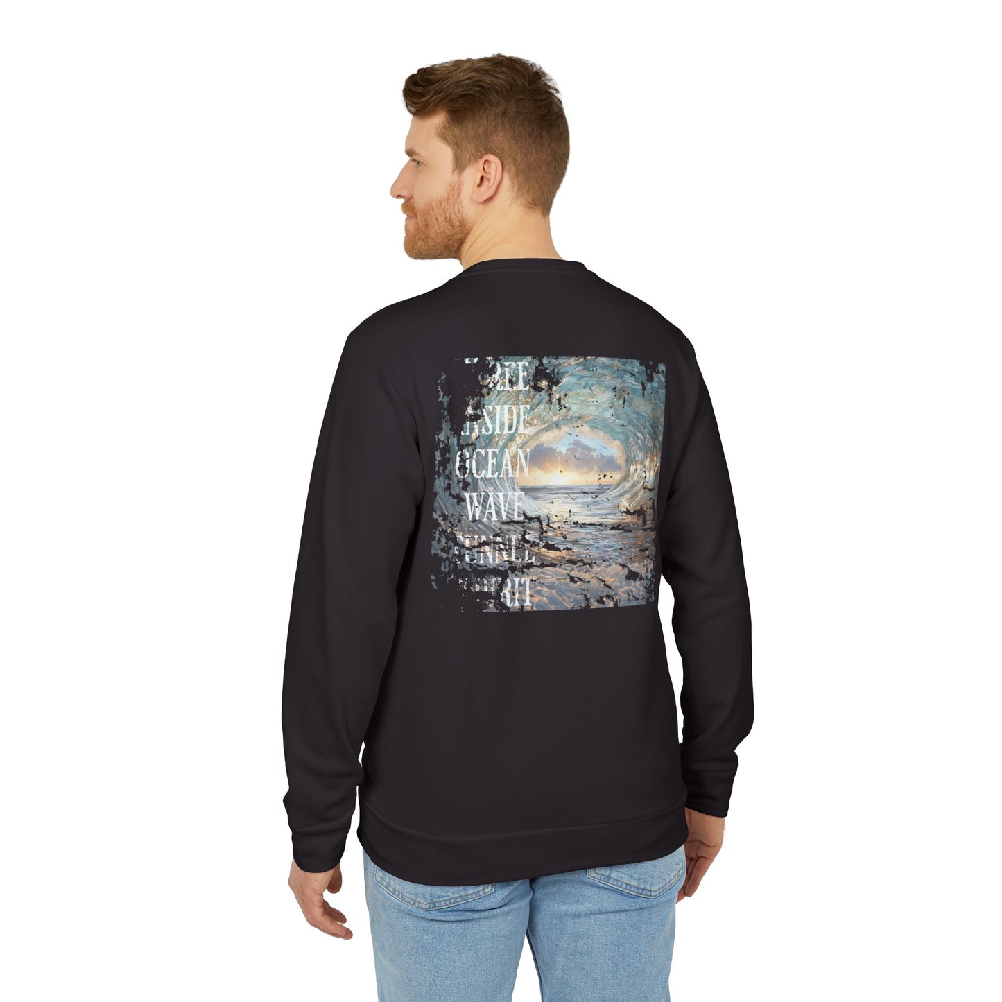 Ride Free Ocean Wave Tunnel Custom adidas® Unisex Fleece Crewneck Sweatshirt, Surfer Gift, Beach Wear, Beach Cover Up