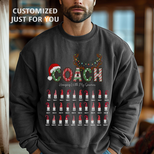 Custom Coach Christmas Sweatshirt Gift (Add team member names)