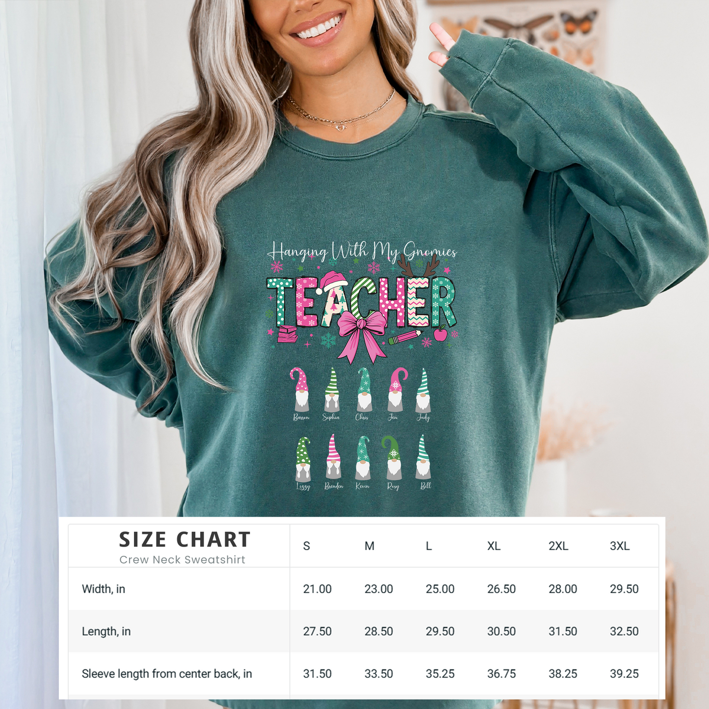 Custom Teacher Christmas Sweatshirt Gift (Add student names)