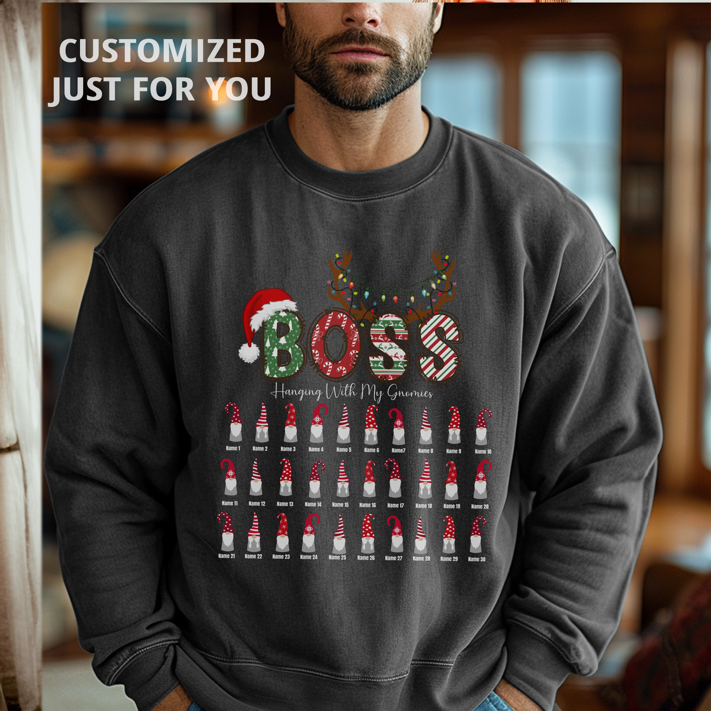 Custom Boss Christmas Sweatshirt Gift (Add team names)