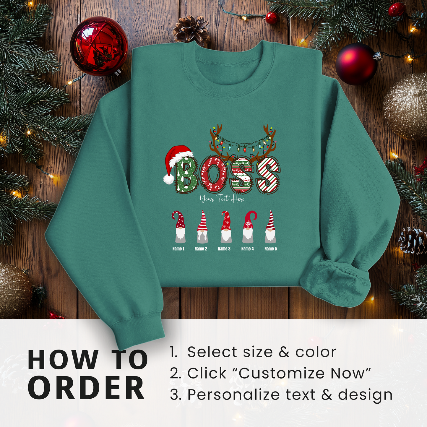 Custom Boss Christmas Sweatshirt Gift (Add team names)