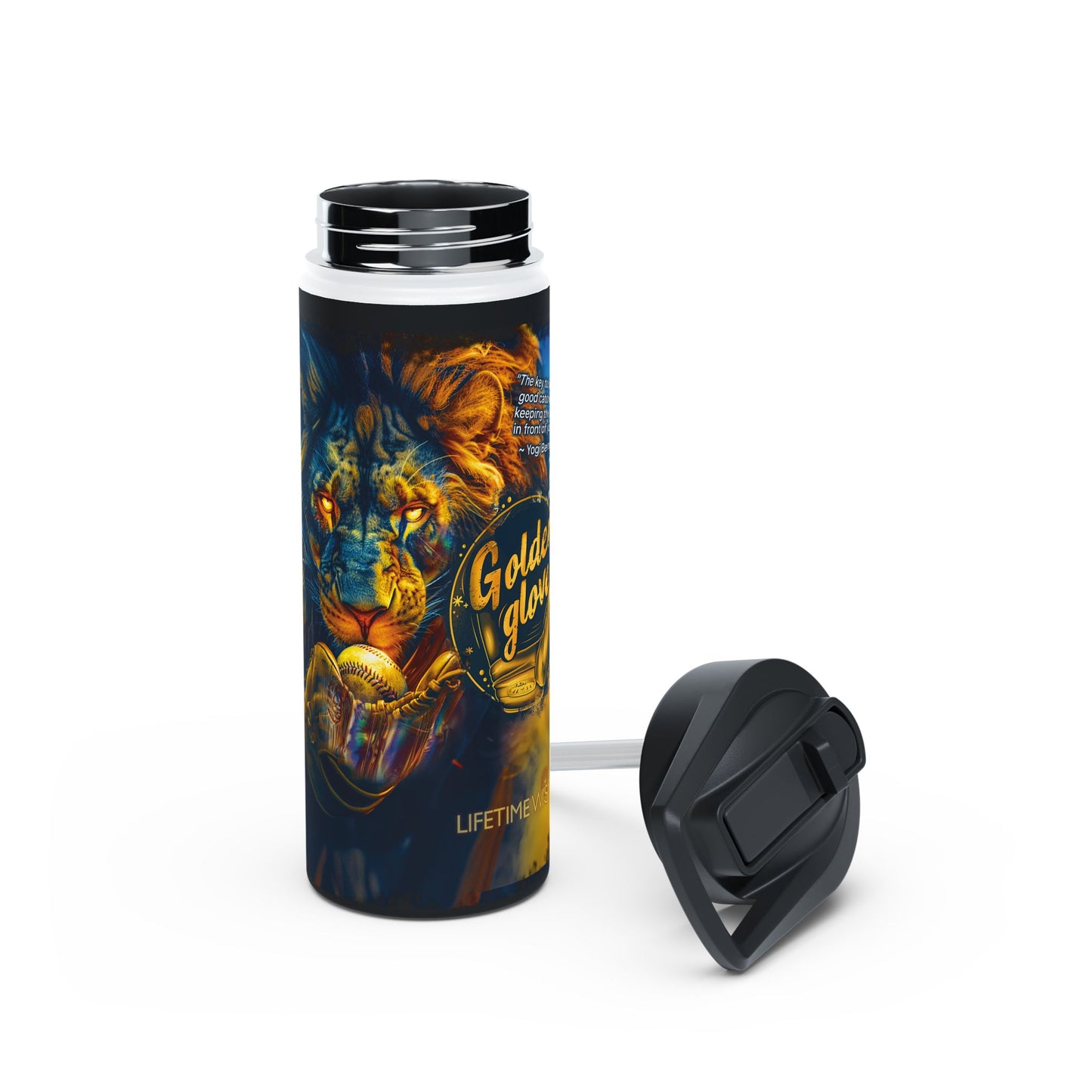 Golden Glove Lion - Stainless Steel Water Bottle, Standard Lid