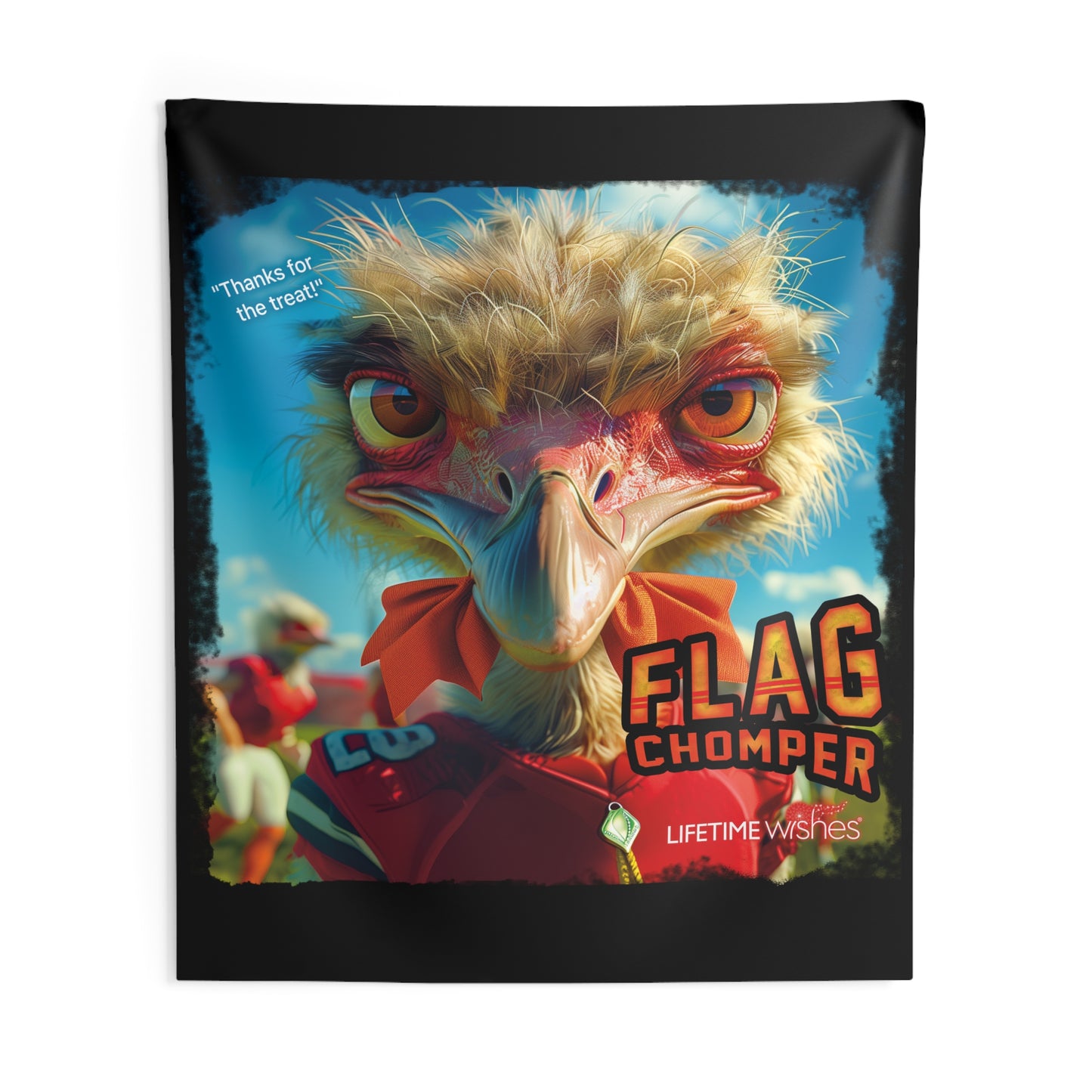 Football Flag Chomper Bird Indoor Wall Tapestry – Featuring "Thanks for the Treat" Quote