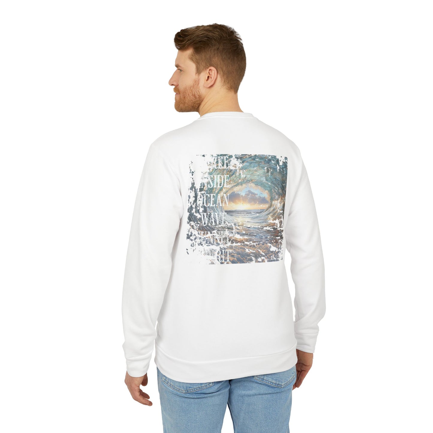 Ride Free Ocean Wave Tunnel Custom adidas® Unisex Fleece Crewneck Sweatshirt, Surfer Gift, Beach Wear, Beach Cover Up