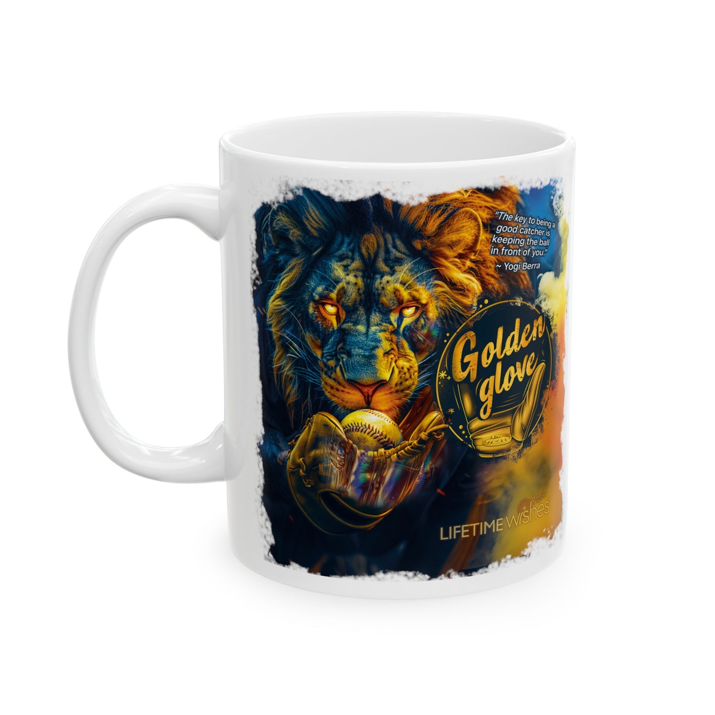 Baseball Golden Glove Lion Ceramic Mug, (11oz, 15oz)