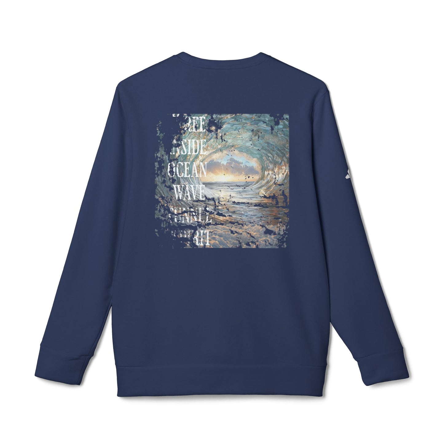 Ride Free Ocean Wave Tunnel Custom adidas® Unisex Fleece Crewneck Sweatshirt, Surfer Gift, Beach Wear, Beach Cover Up