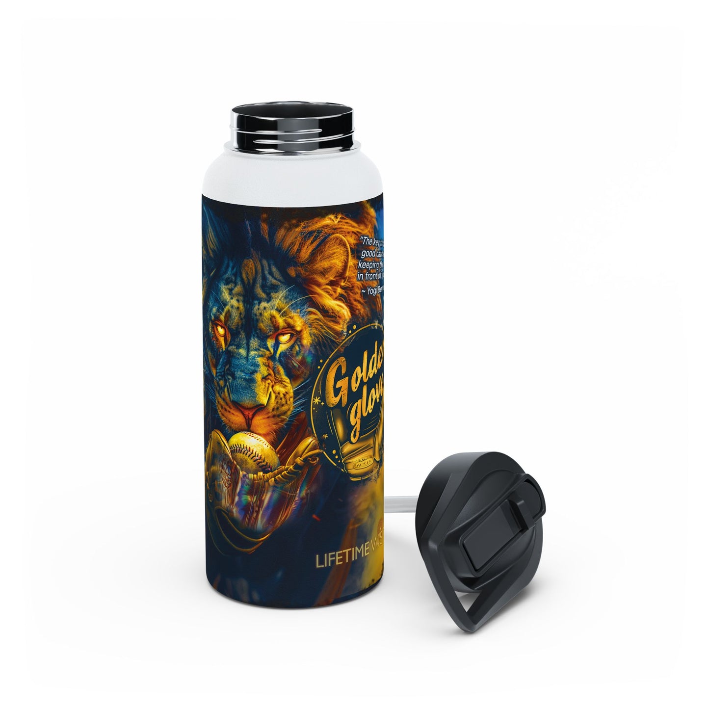 Golden Glove Lion - Stainless Steel Water Bottle, Standard Lid