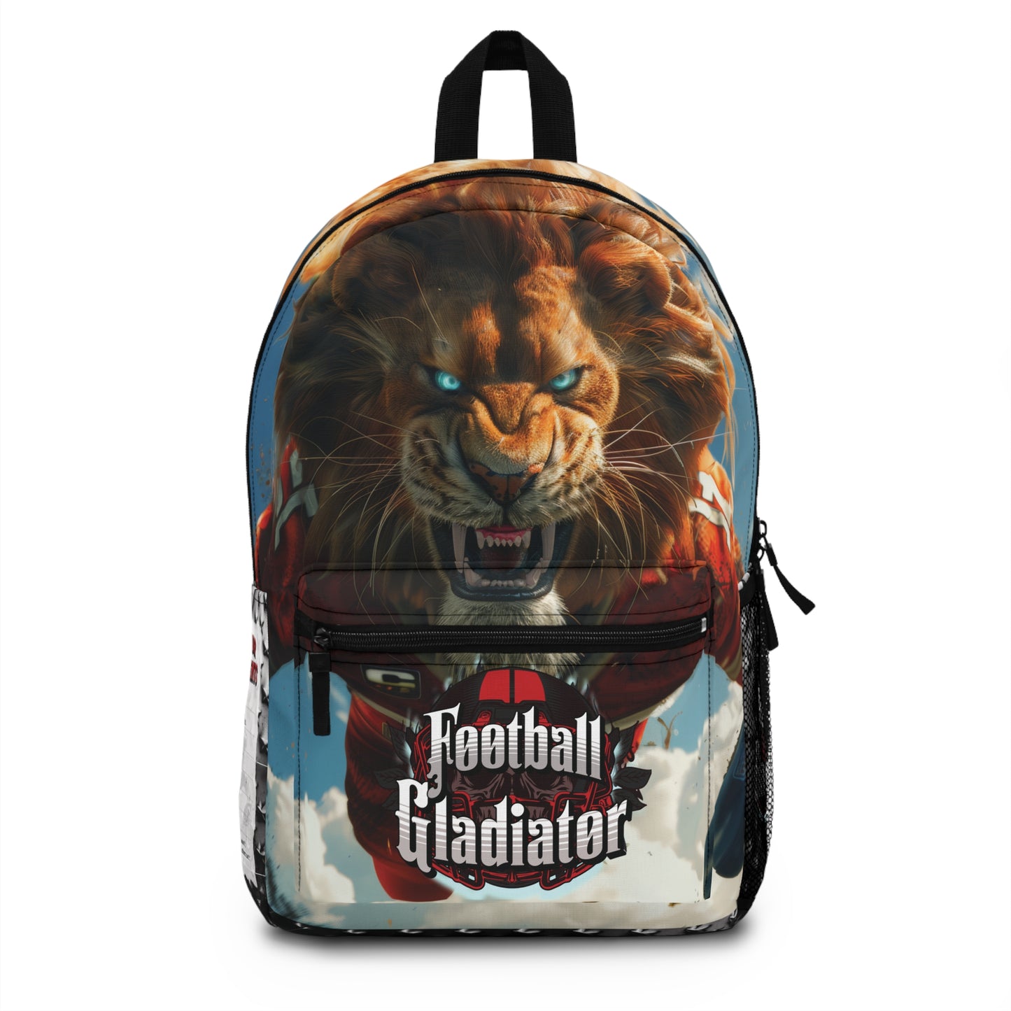 Football Gladiator Lion 'Write & Wear Inspiration' Backpack Featuring "Player Achievements" Writing Space, Jerry Rice Quote, Back to School, Football Gift