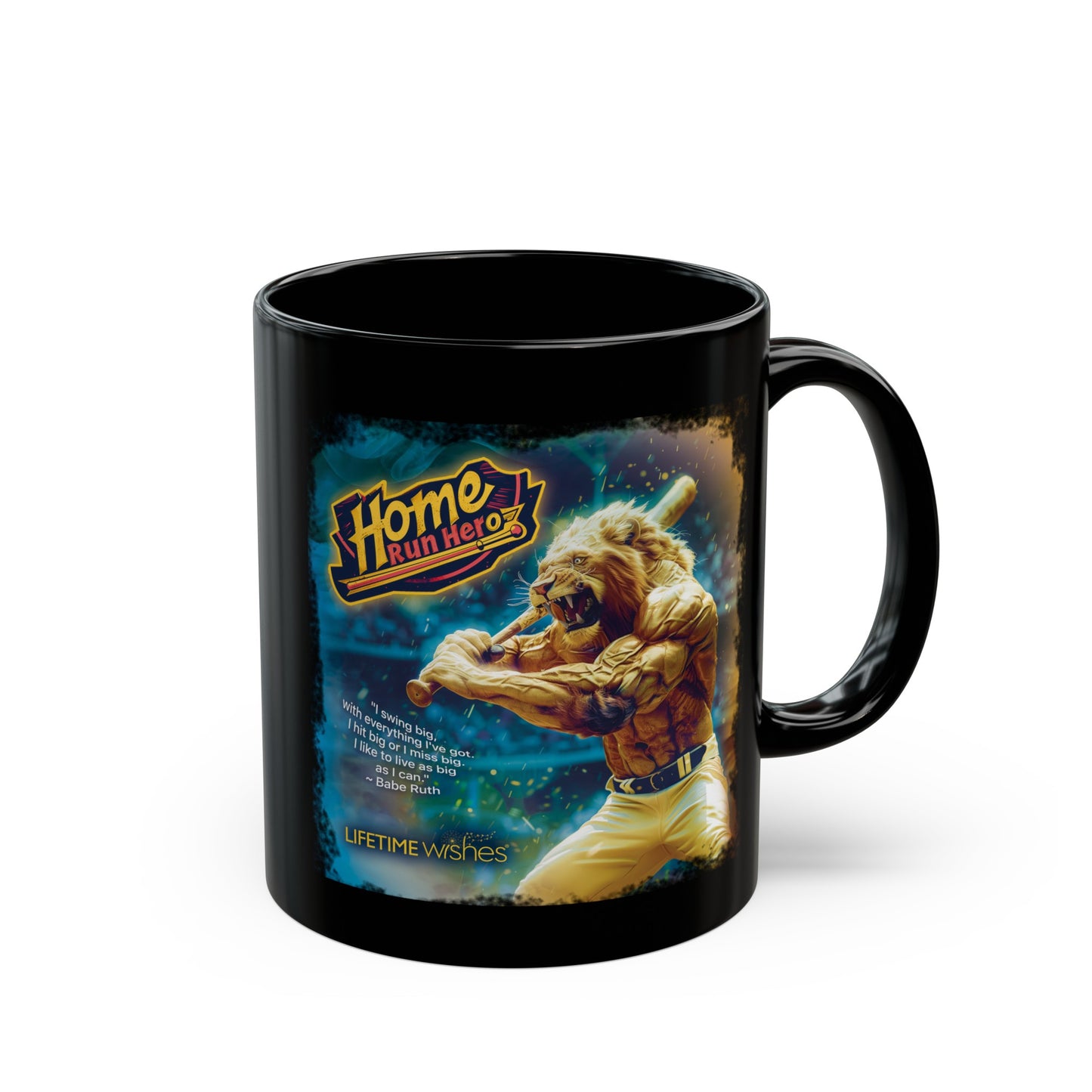 Baseball HomeRun Hero Lion Ceramic Mug, (11oz, 15oz)