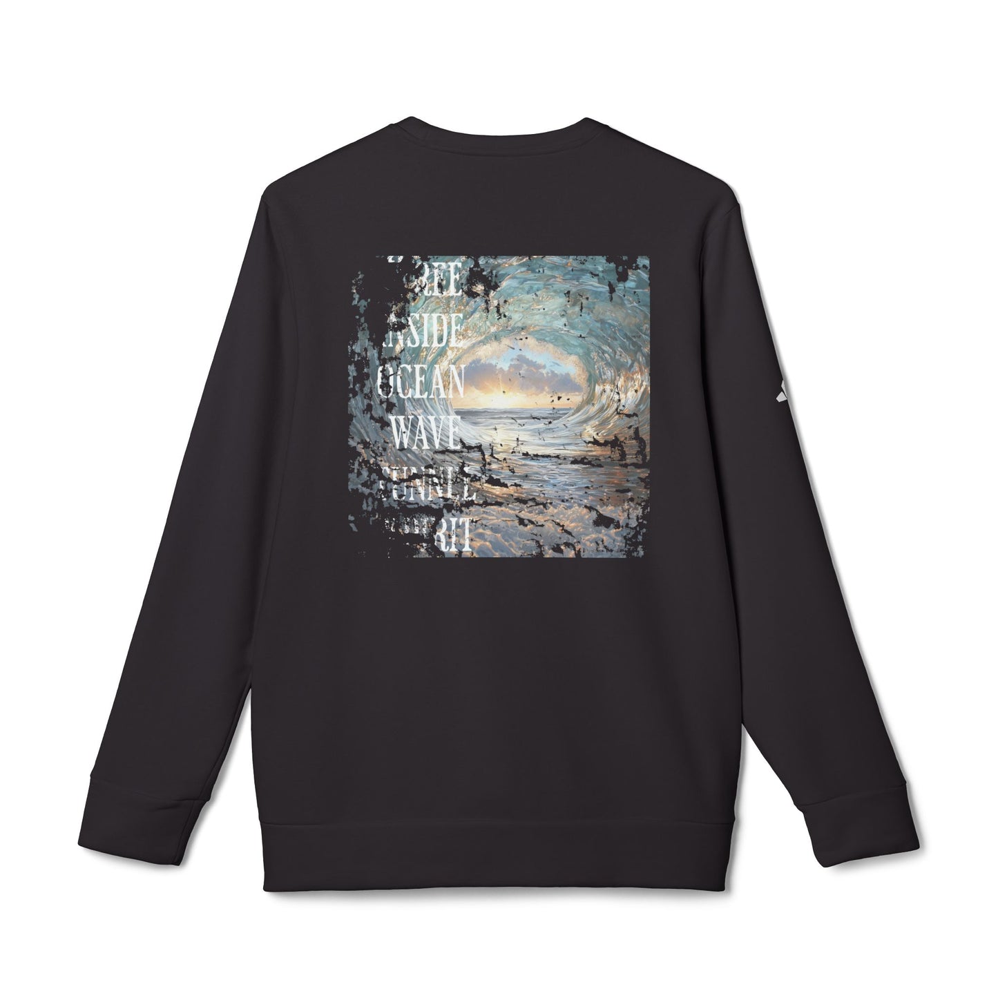 Ride Free Ocean Wave Tunnel Custom adidas® Unisex Fleece Crewneck Sweatshirt, Surfer Gift, Beach Wear, Beach Cover Up