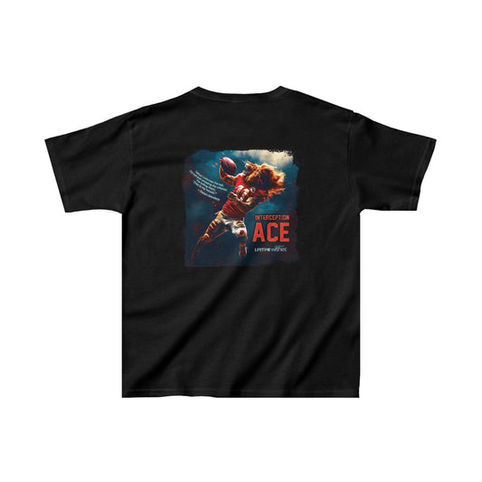 Football Interception Ace Lion Kids Heavy Cotton™ Tee Featuring Deion Sanders Quote by Lifetime Wishes