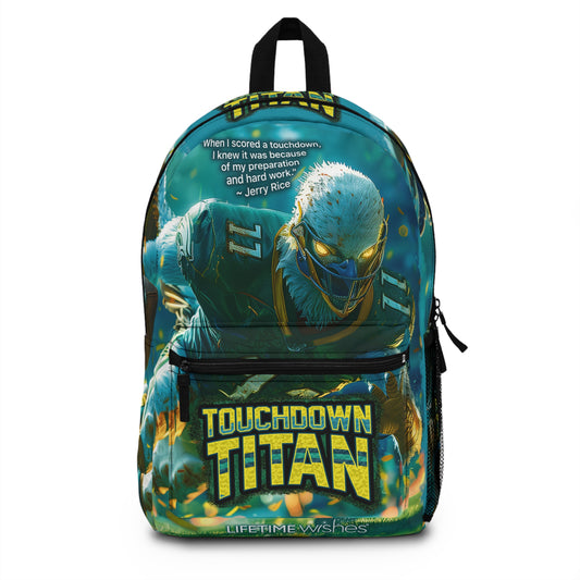 Football Touchdown Titan Backpack w/ Giant Eagle, Jerry Rice Quote, back to school, bags, football gift, kids backpack, travel bag, birthday