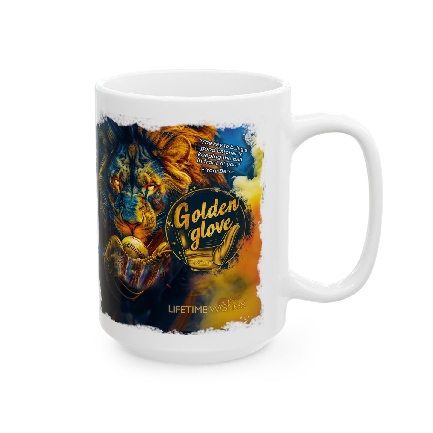 Baseball Golden Glove Lion Ceramic Mug, (11oz, 15oz)