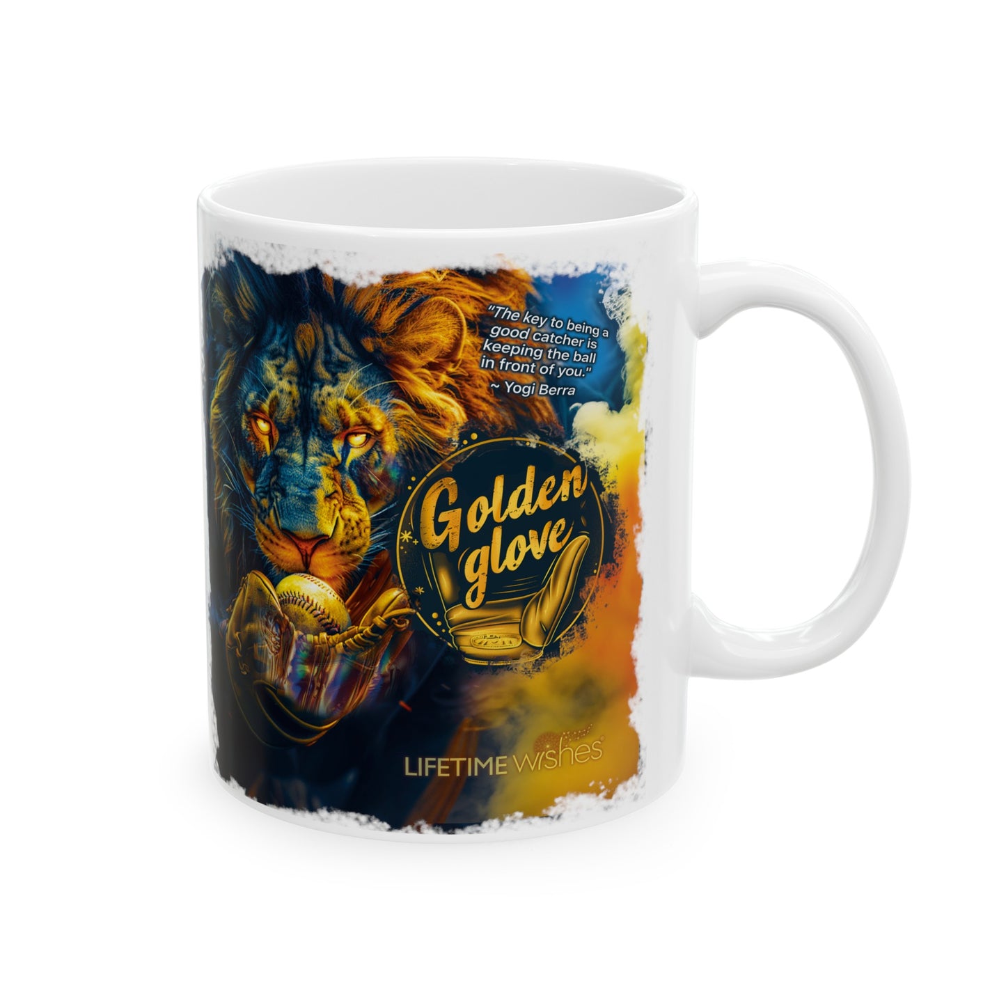 Baseball Golden Glove Lion Ceramic Mug, (11oz, 15oz)