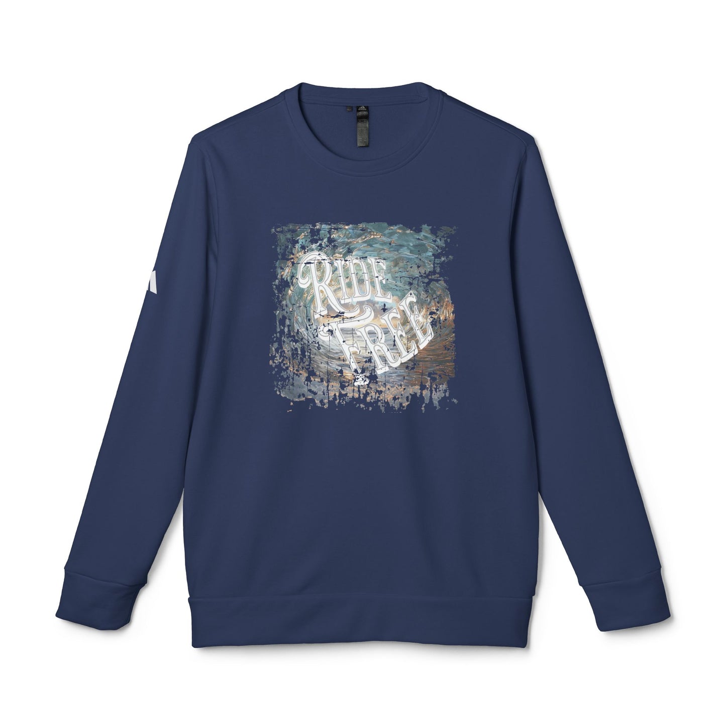 Ride Free Ocean Wave Tunnel Custom adidas® Unisex Fleece Crewneck Sweatshirt, Surfer Gift, Beach Wear, Beach Cover Up