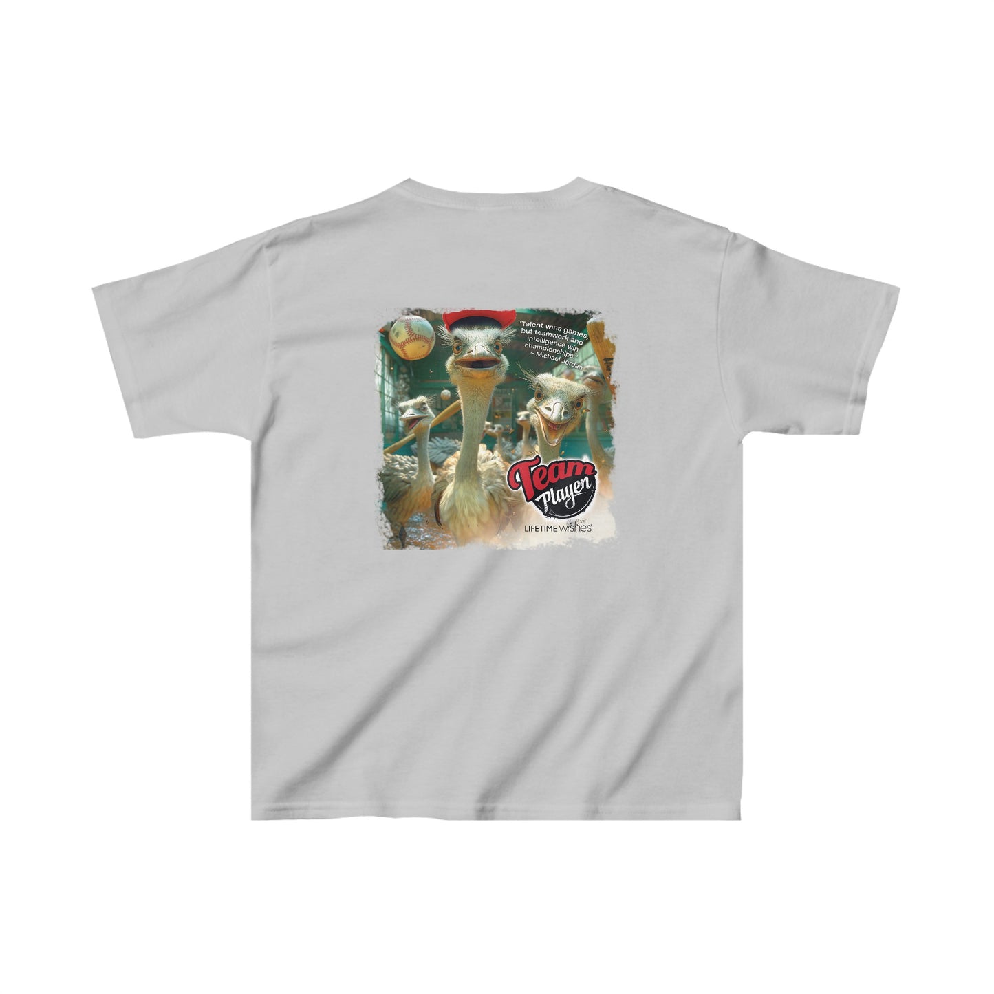 Baseball Team Player Ostriches - Kids Heavy Cotton™ Tee by Lifetime Wishes