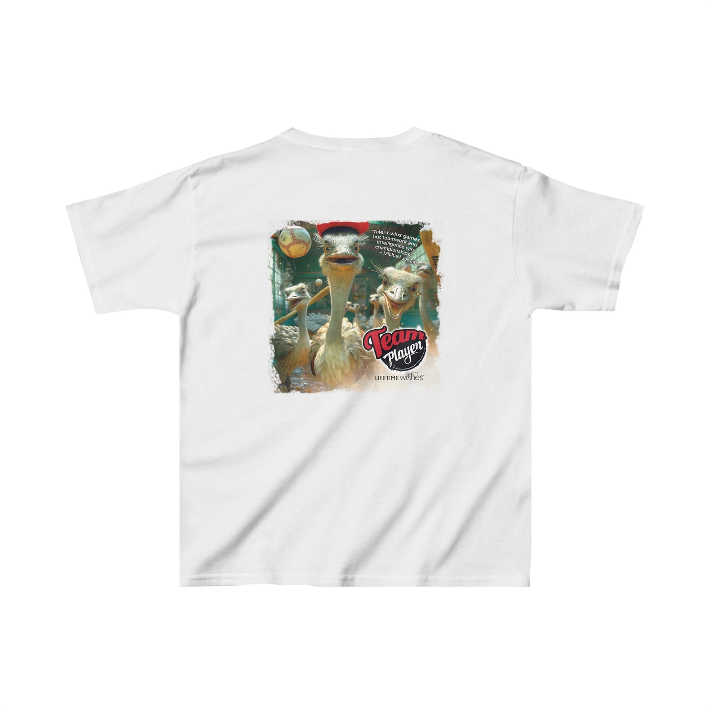 Baseball Team Player Ostriches - Kids Heavy Cotton™ Tee by Lifetime Wishes