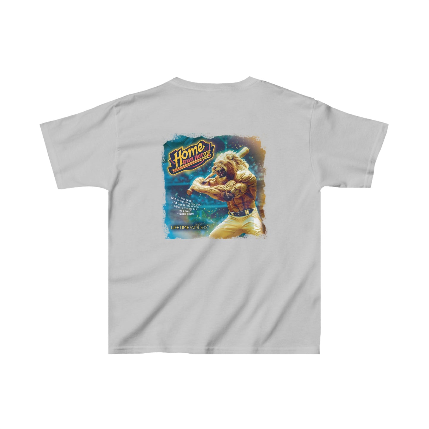 Baseball Homerun Hero Lion - Kids Heavy Cotton™ Tee by Lifetime Wishes